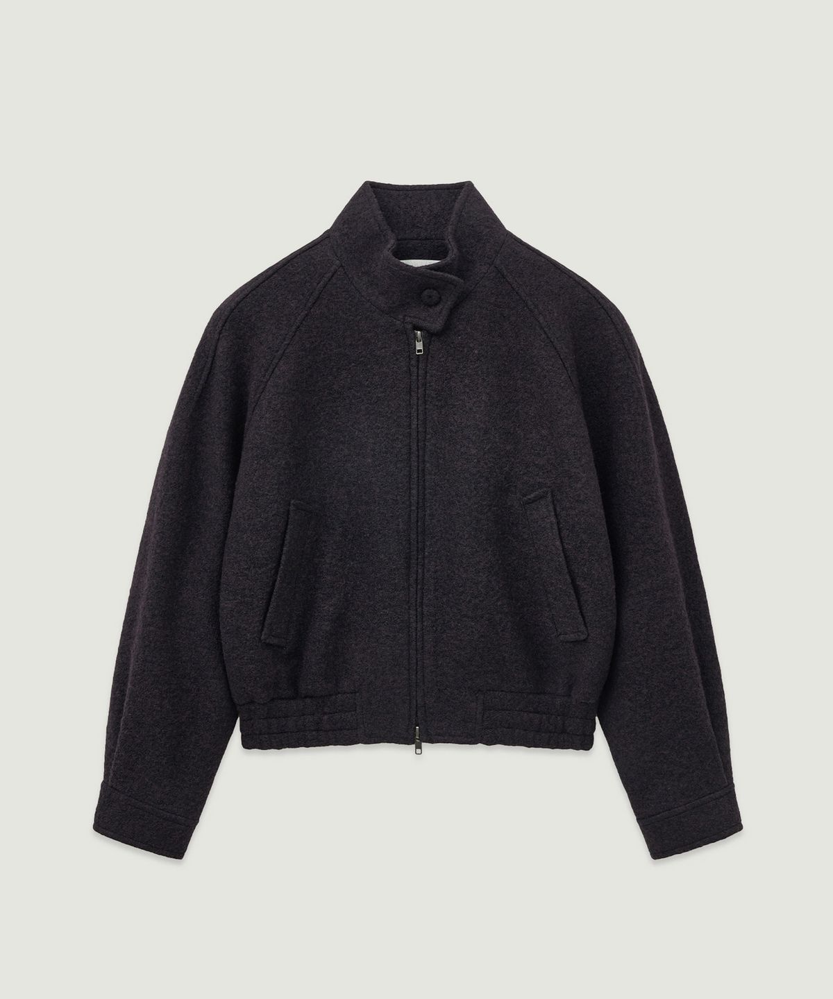 엘무드 우먼(LMOOD WOMEN) PAPA Virgin Wool Boucle Harrington Jacket Violet Black