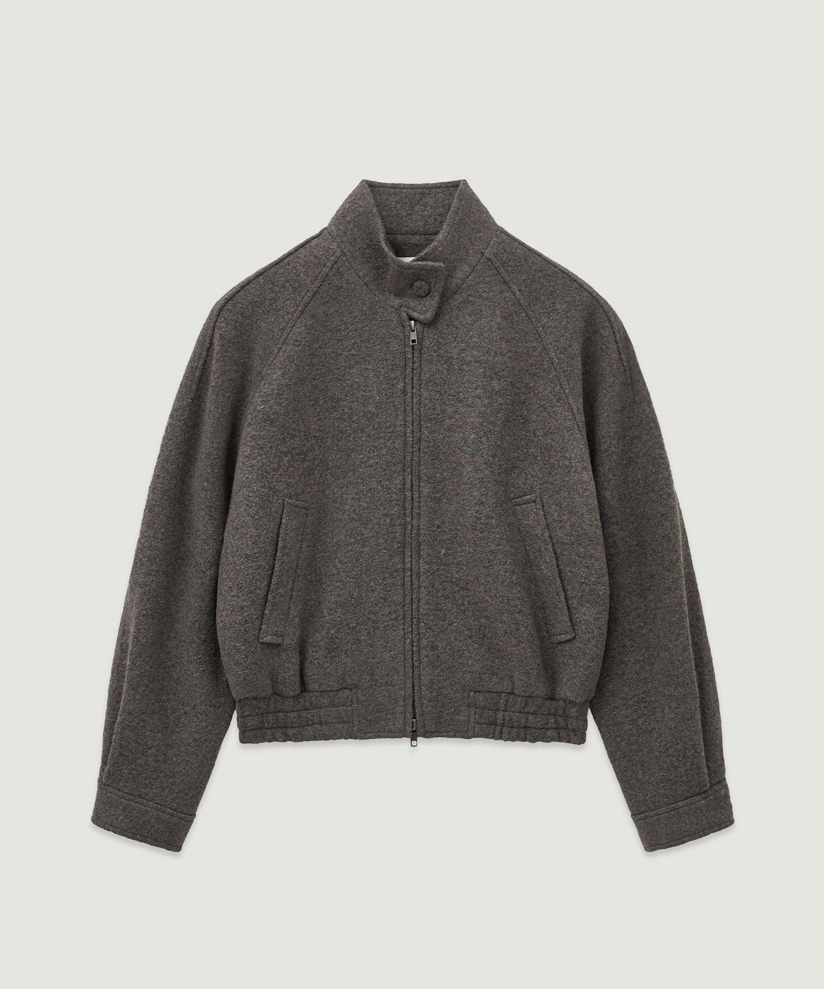 엘무드 우먼(LMOOD WOMEN) PAPA Virgin Wool Boucle Harrington Jacket Mauve Brown