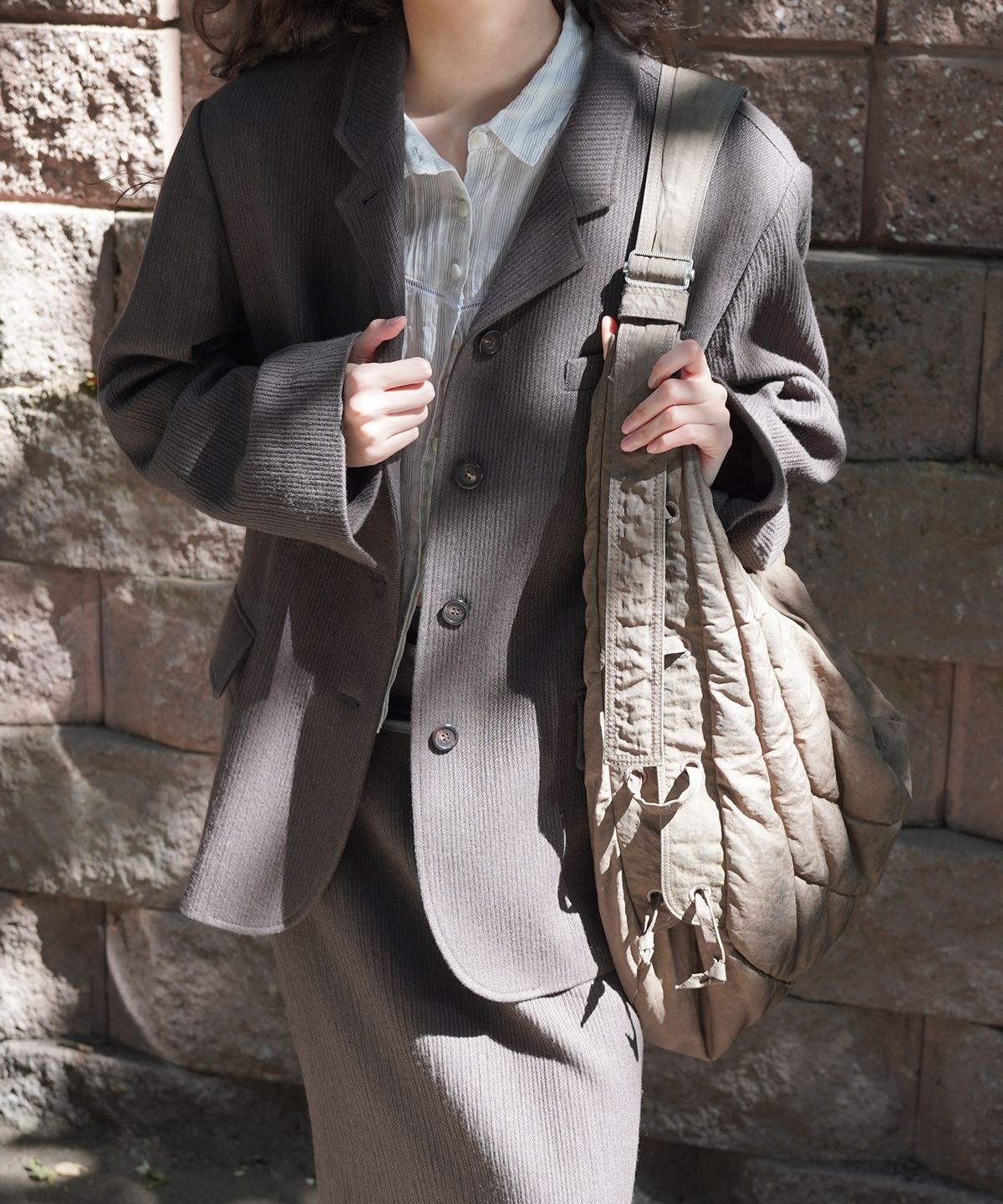 엘무드 우먼(LMOOD WOMEN) TEDDY Wool Cord Blazer Taupe Brown