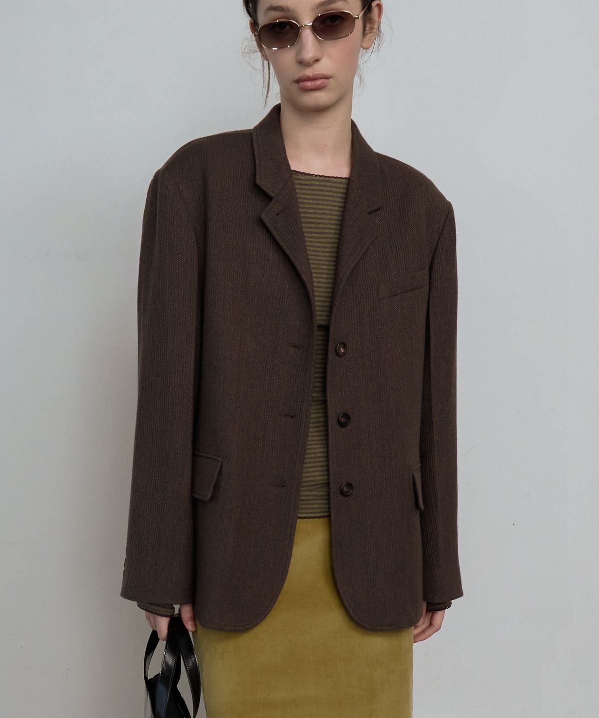 엘무드 우먼(LMOOD WOMEN) TEDDY Wool Cord Blazer Taupe Brown