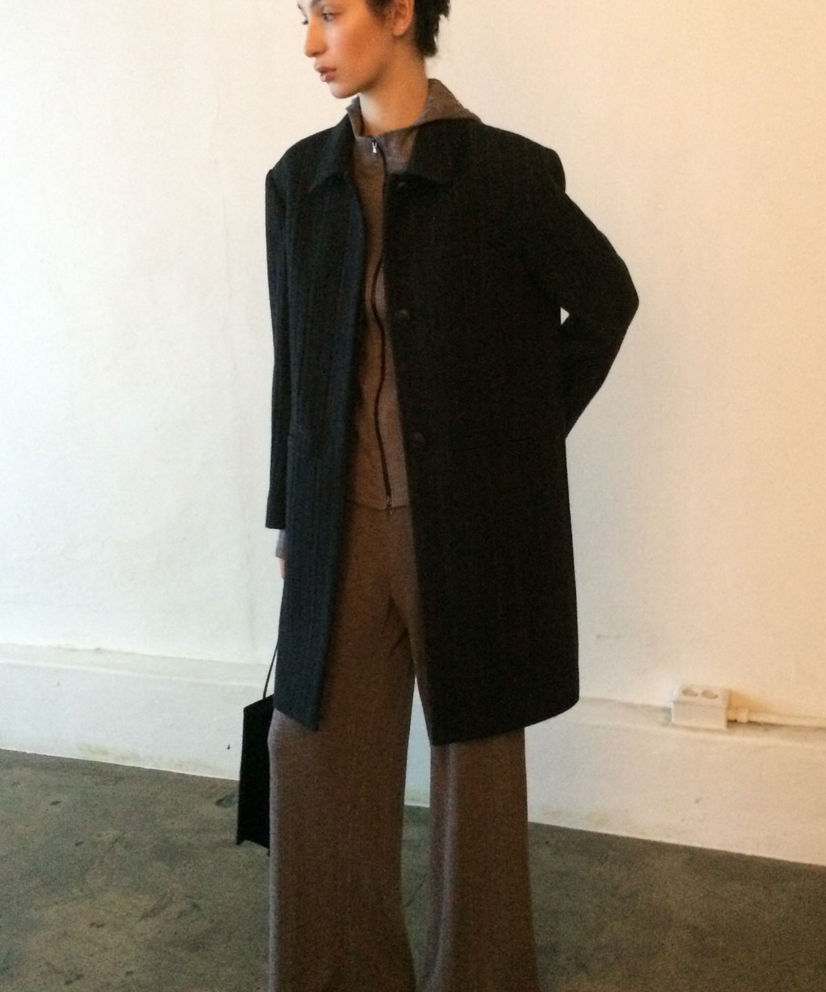 엘무드 우먼(LMOOD WOMEN) SAPIENS Wool Vertical Single Coat Black