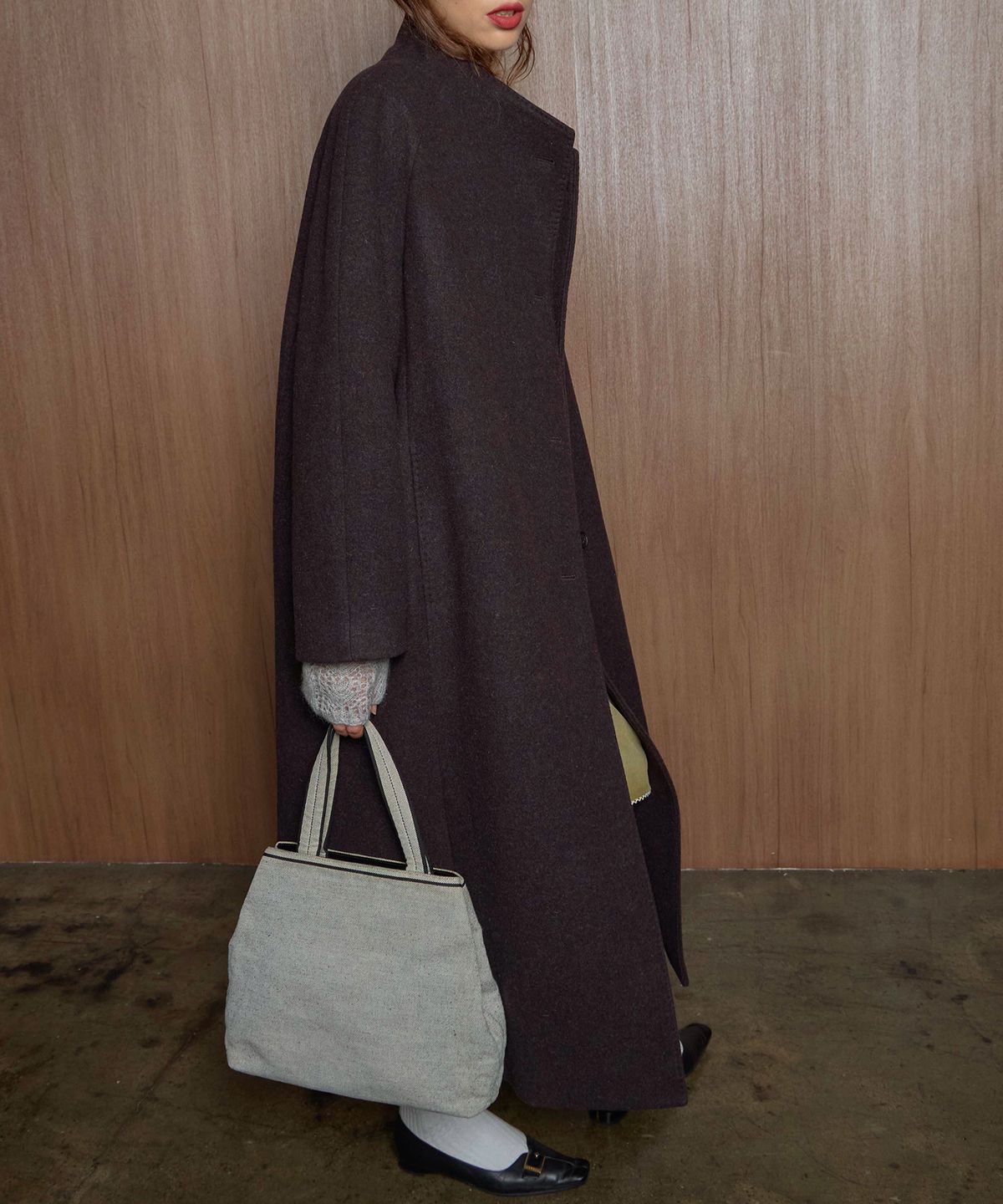 엘무드 우먼(LMOOD WOMEN) MARAIS Wool Coat Plum Noir