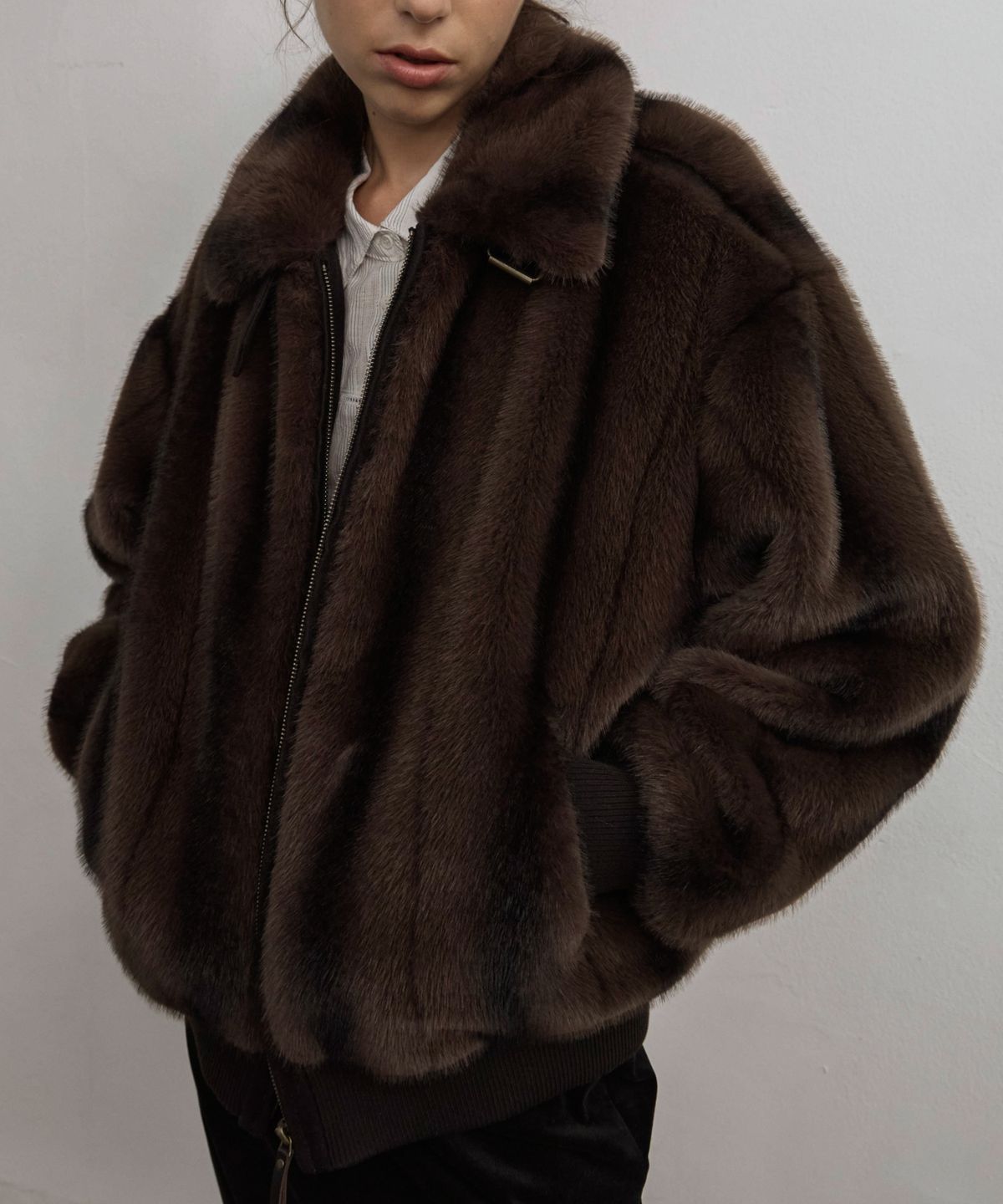 엘무드 우먼(LMOOD WOMEN) CAVALI Fur Blouson Jumper Sable Brown