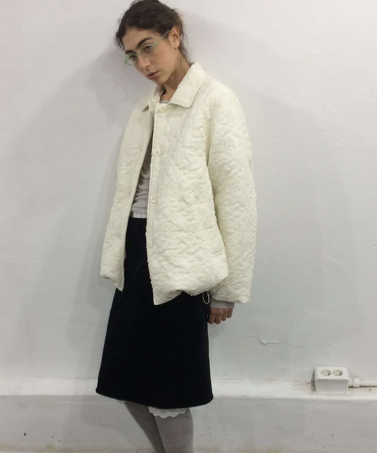 엘무드 우먼(LMOOD WOMEN) COCOON Floral Quilted Jacket Cream