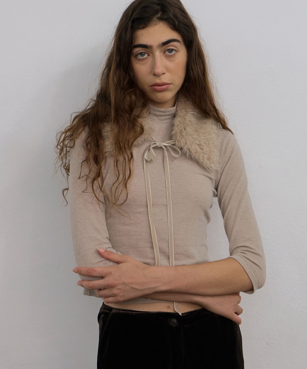 엘무드 우먼(LMOOD WOMEN) POODLE Mohair Fur Collar Beige
