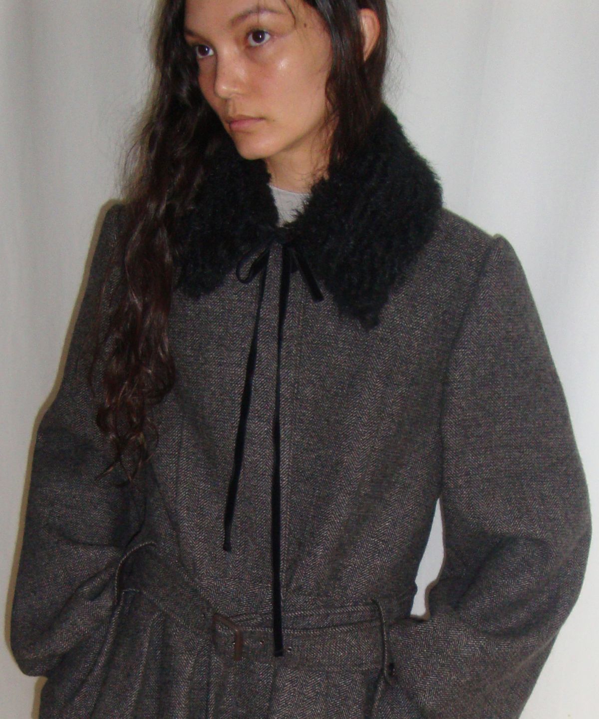 엘무드 우먼(LMOOD WOMEN) POODLE Mohair Fur Collar Black
