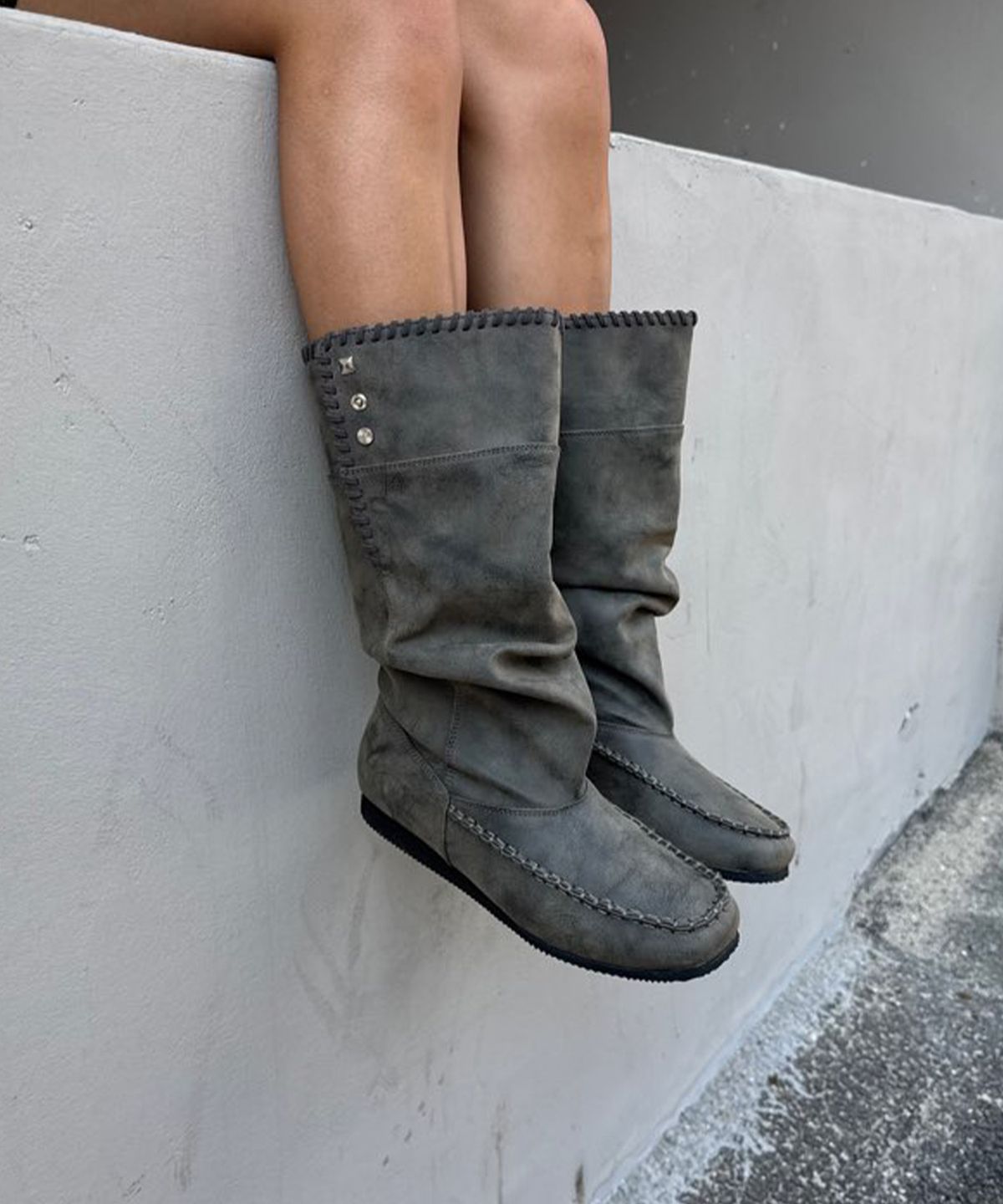 여밈(YEOMIM) [xYASE] braided moc boots (grunge taupe)