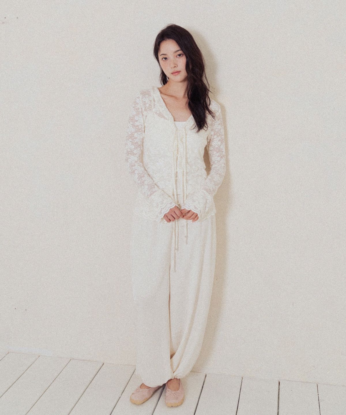 모로아(MOROA) Half Lace Camisole-Ivory