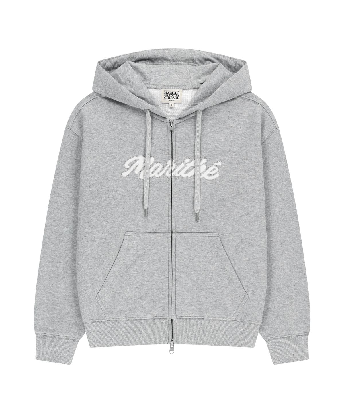 마리떼 프랑소와 저버(MARITHÉ + FRANҪOIS GIRBAUD) W REGULAR LOGO APPLIQUE OVERSIZED HOODIE ZIPUP heather gray