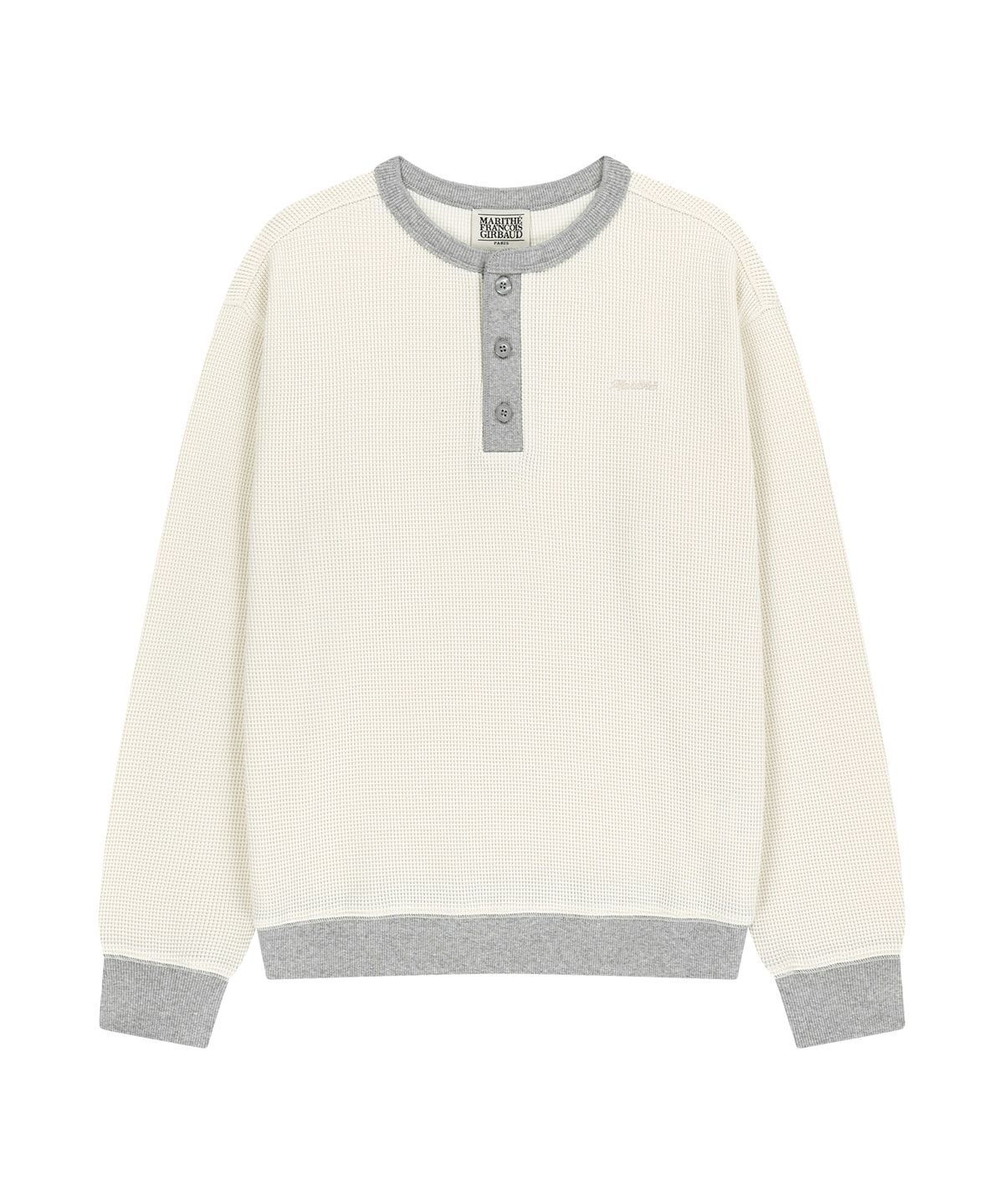 마리떼 프랑소와 저버(MARITHÉ + FRANҪOIS GIRBAUD) W WAFFLE HENLEY NECK SWEATSHIRT ivory