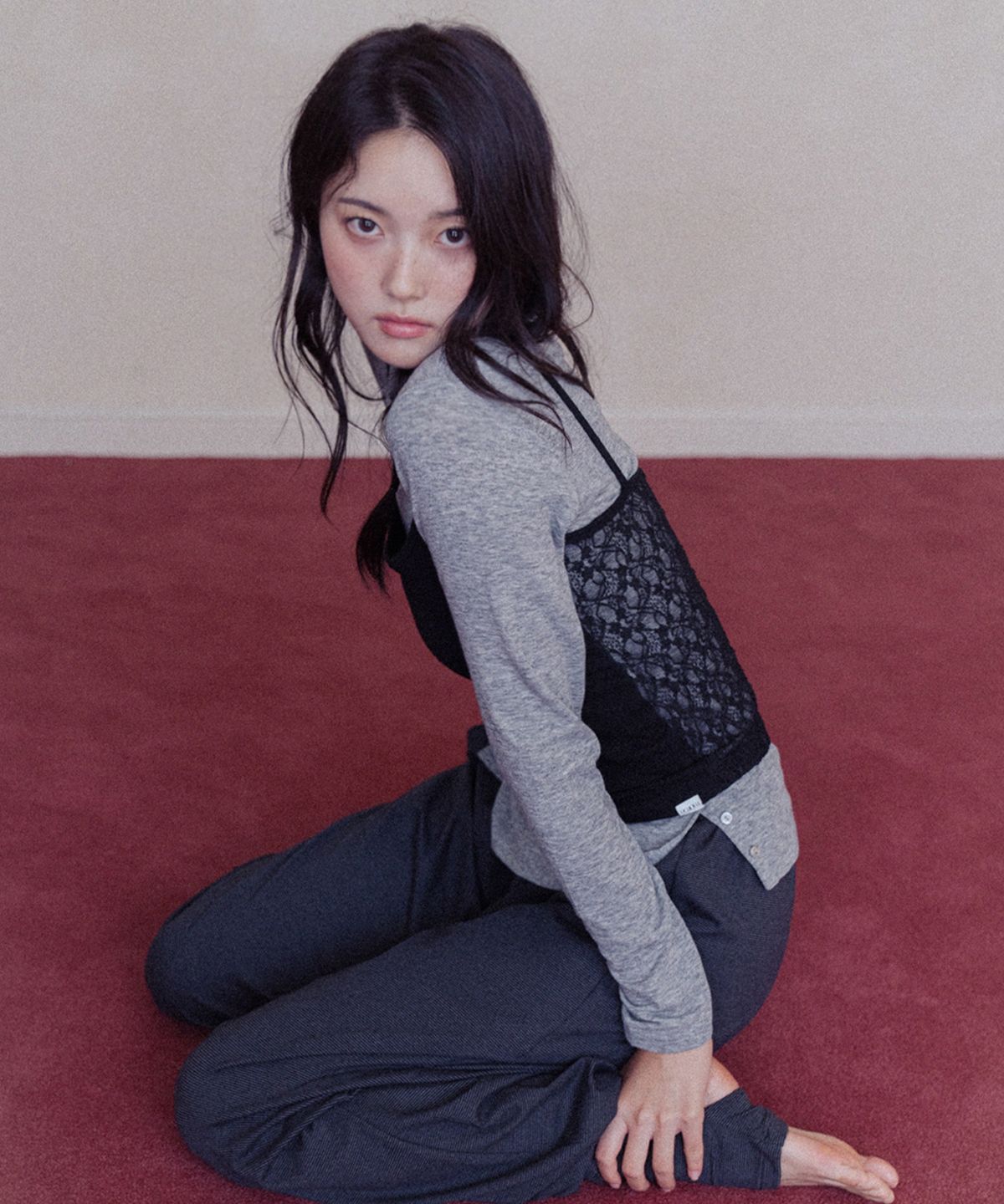 모로아(MOROA) Stripe Warmer Jogger Pants-Black