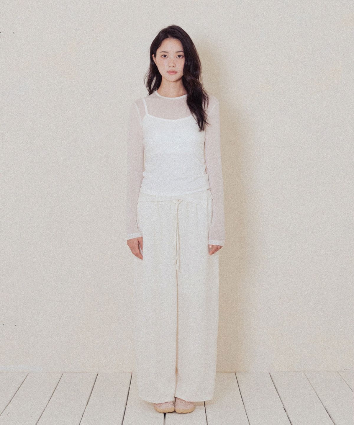 모로아(MOROA) Silky Banding Pants-Cream