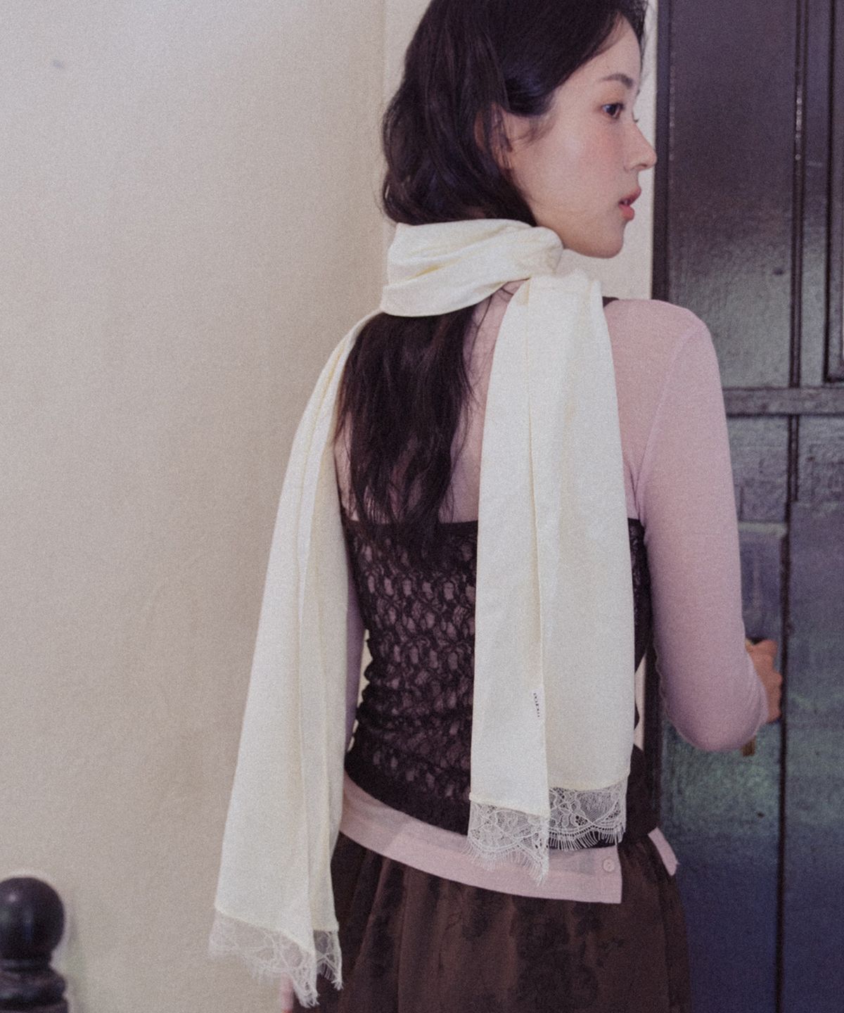 모로아(MOROA) Silky Scarf-Cream