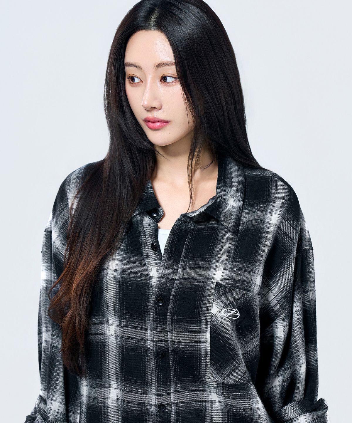 피지컬가먼츠(PHYSICAL GARMENTS) P2620 코지 오버핏 체크 셔츠 [블랙]