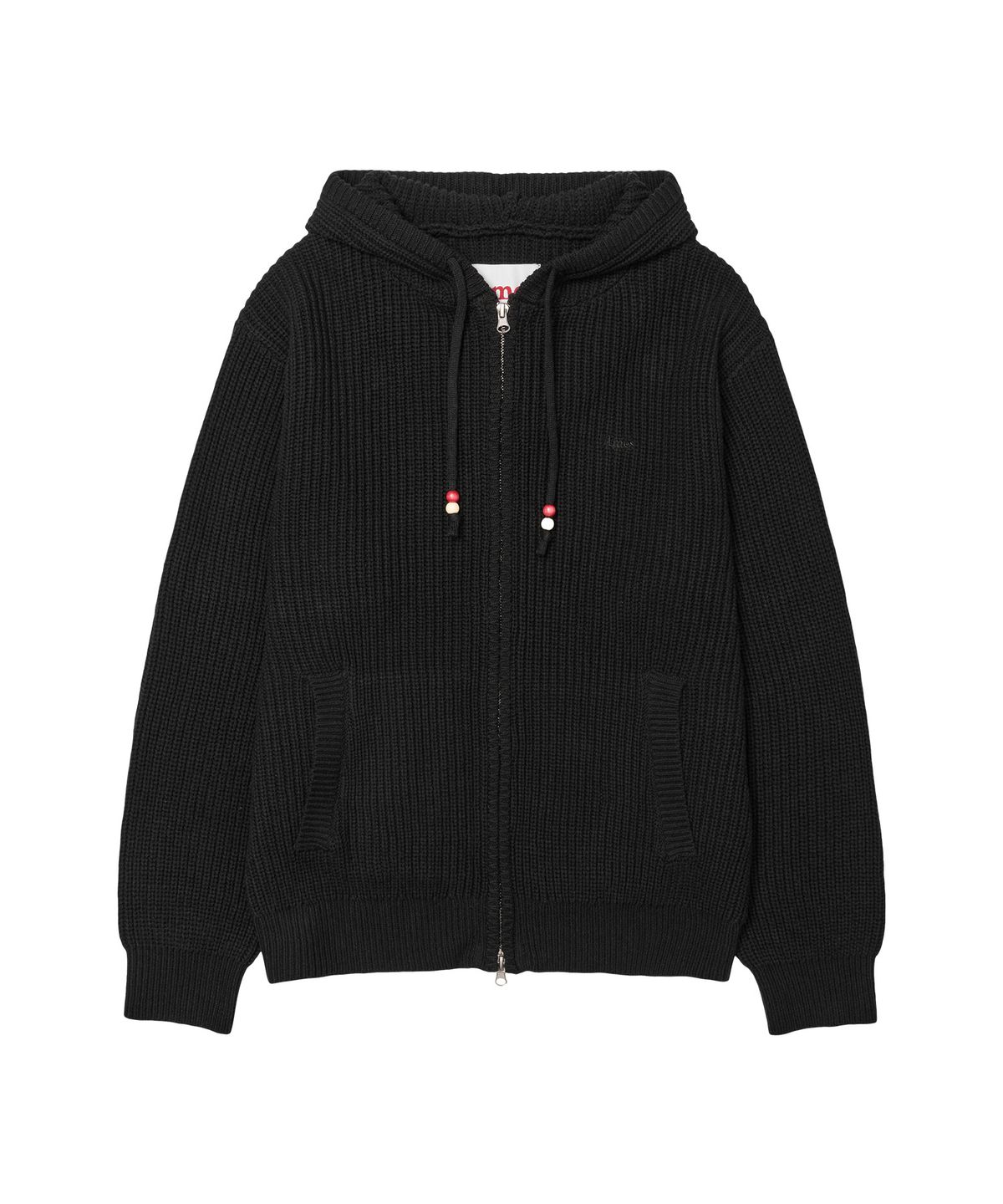 아메스 월드와이드(AMES-WORLDWIDE) BEADS KNIT HOODIE ZIP-UP BLACK
