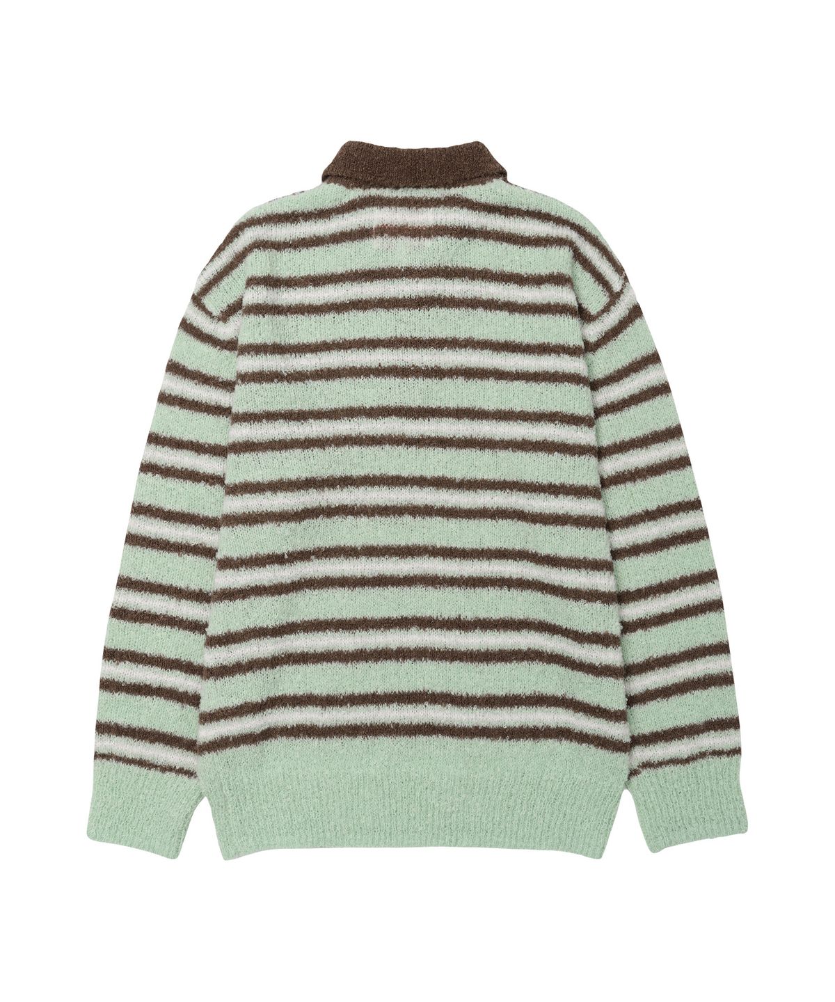 아메스 월드와이드(AMES-WORLDWIDE) BUTTON COLLAR STRIPE KNIT MINT