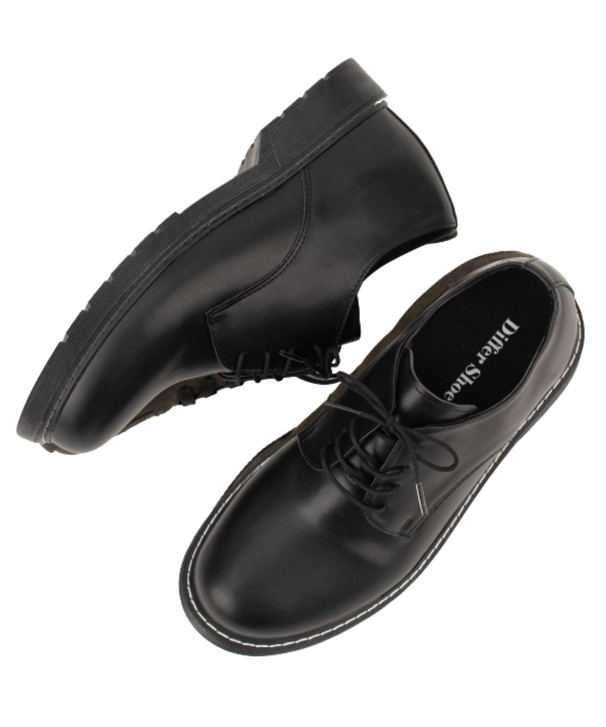 디퍼슈(DIFFERSHOE) 남성 스티치 더비슈즈 6.5CM 블랙