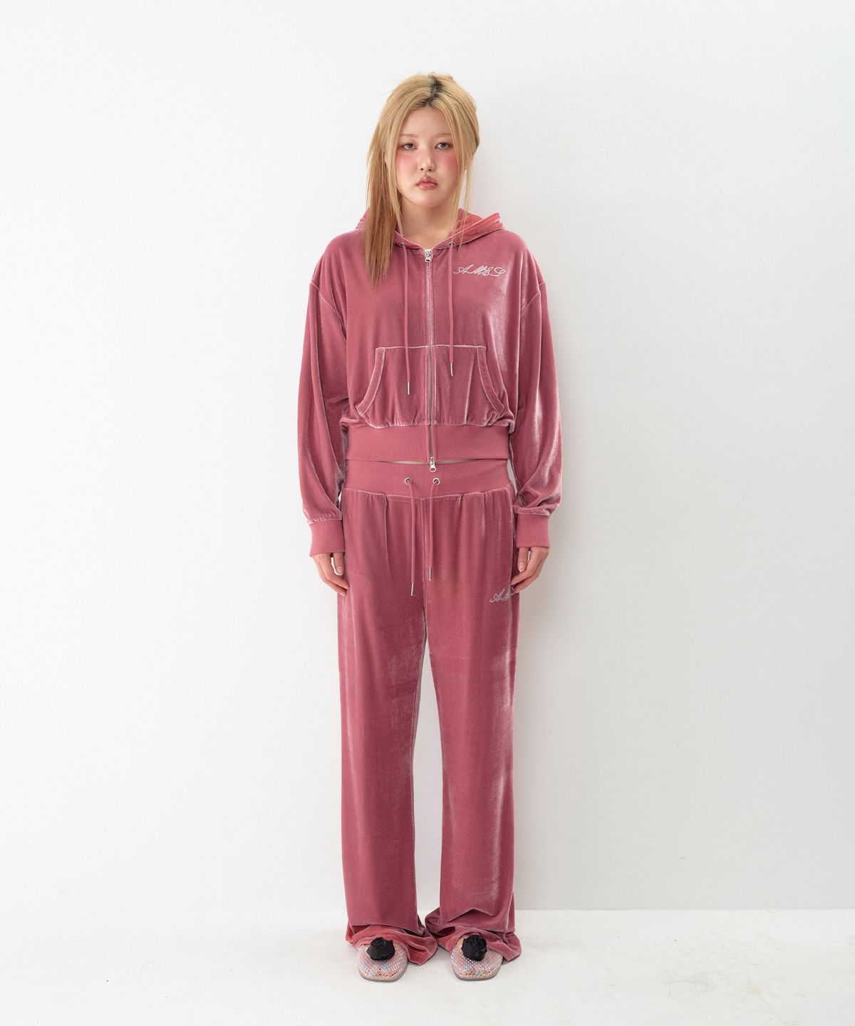 아메스 월드와이드(AMES-WORLDWIDE) HOTFIX VELOUR PANTS PINK