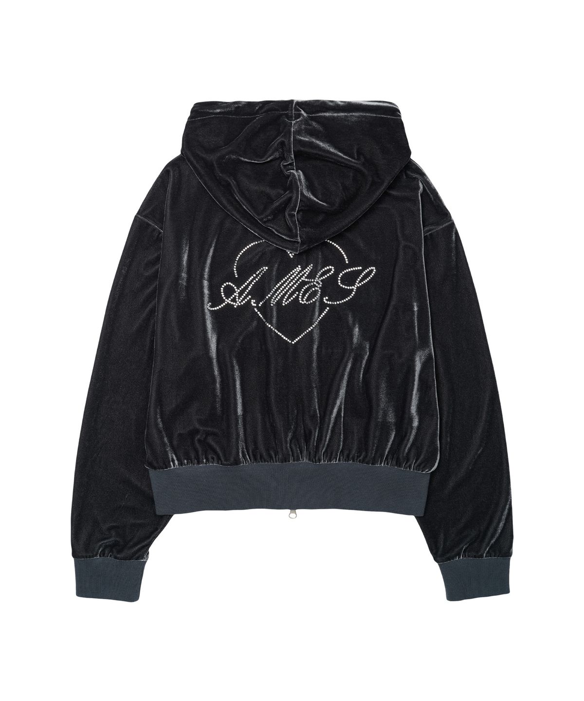아메스 월드와이드(AMES-WORLDWIDE) HOTFIX VELOUR HOODIE ZIP-UP CHARCOAL