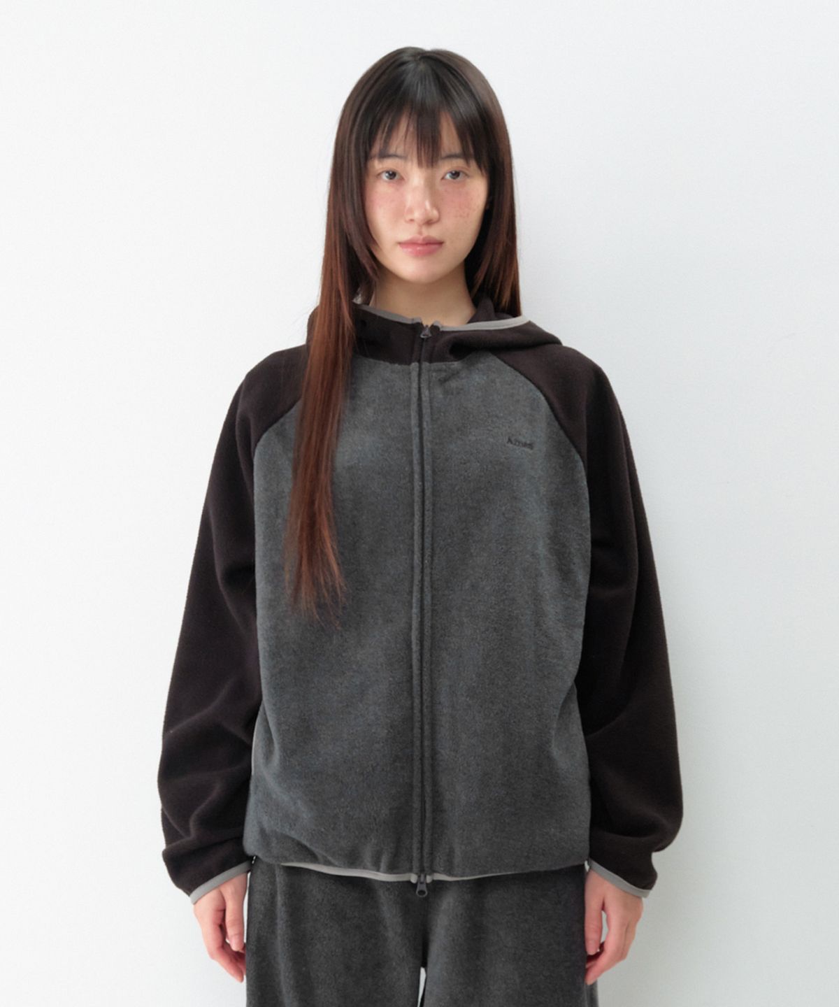 아메스 월드와이드(AMES-WORLDWIDE) POLAR FLEECE RAGLAN HOODIE ZIP-UP CHARCOAL