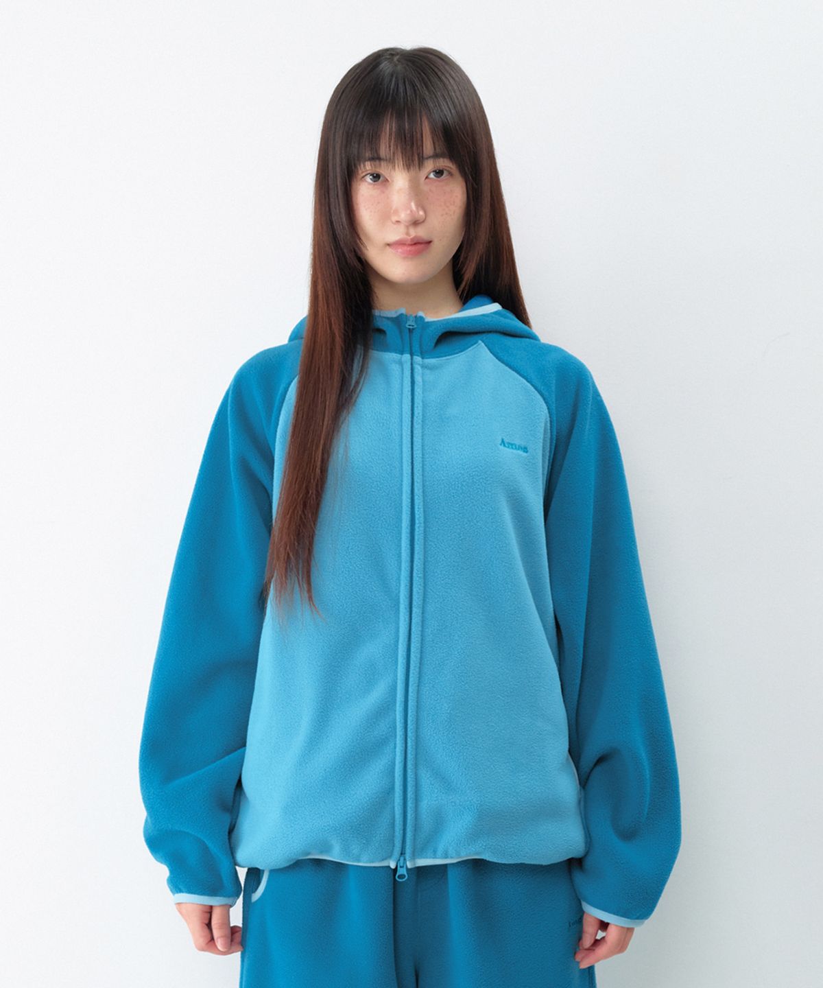 아메스 월드와이드(AMES-WORLDWIDE) POLAR FLEECE RAGLAN HOODIE ZIP-UP BLUE