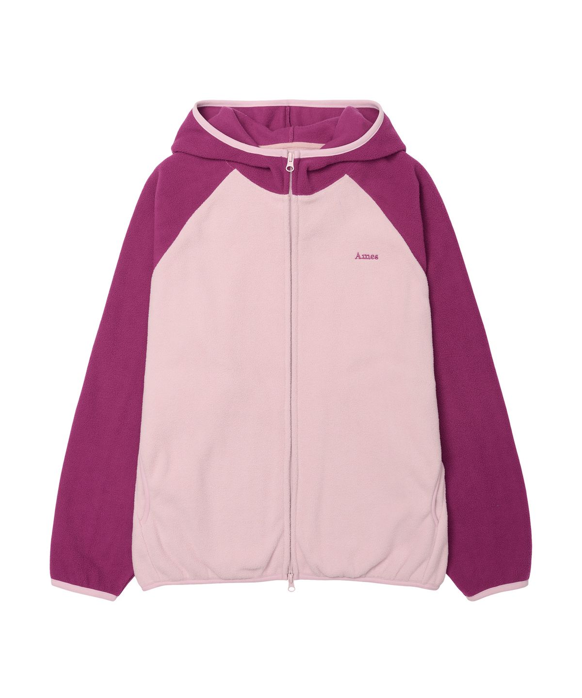 아메스 월드와이드(AMES-WORLDWIDE) POLAR FLEECE RAGLAN HOODIE ZIP-UP PINK
