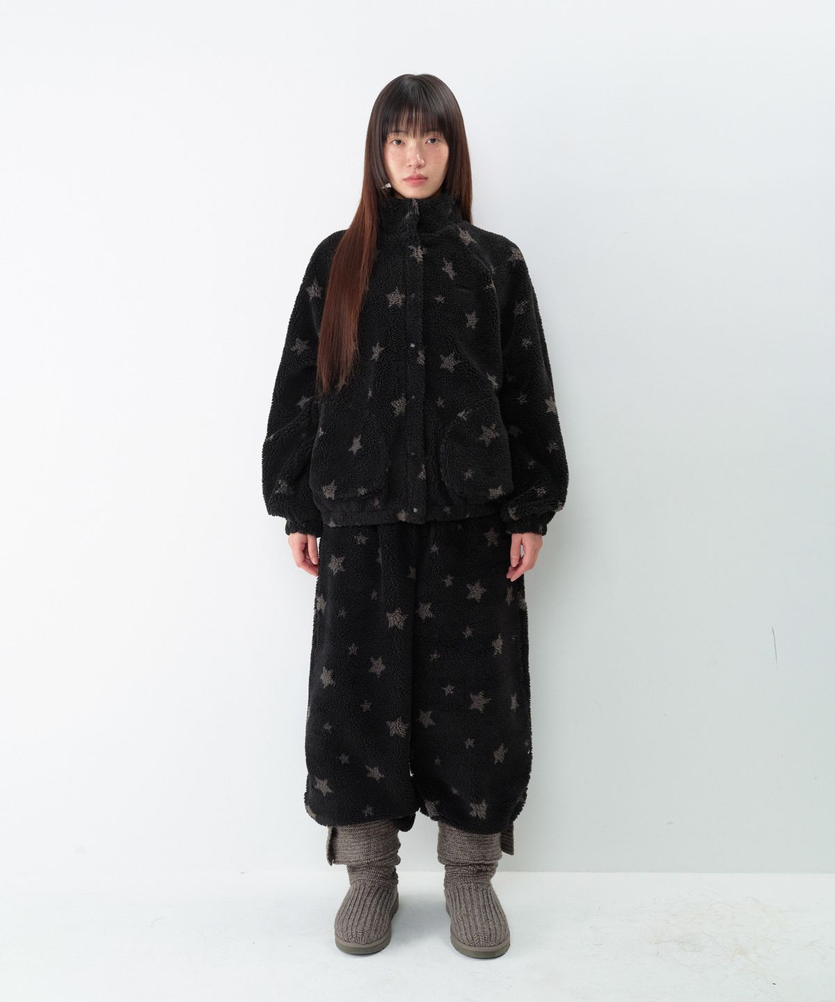 아메스 월드와이드(AMES-WORLDWIDE) STARRY BOA PANTS BLACK