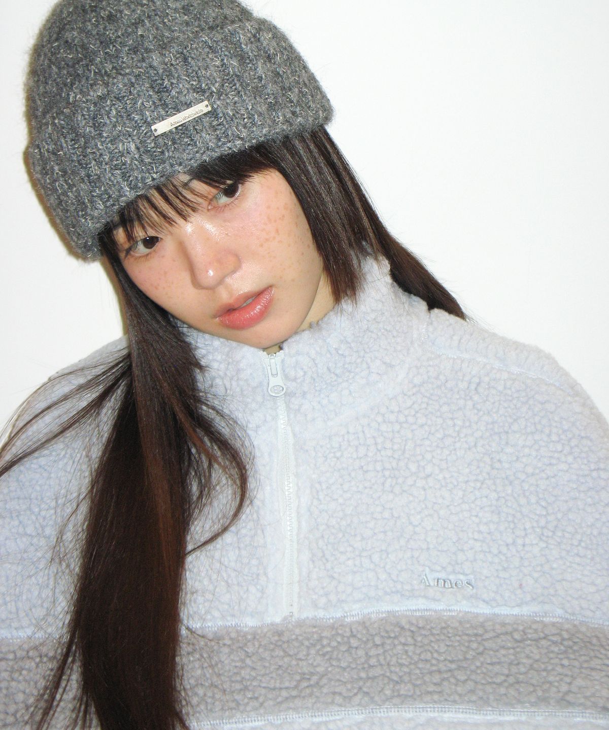 아메스 월드와이드(AMES-WORLDWIDE) COLOR BLOCK FLEECE ANORAK LIGHT BLUE