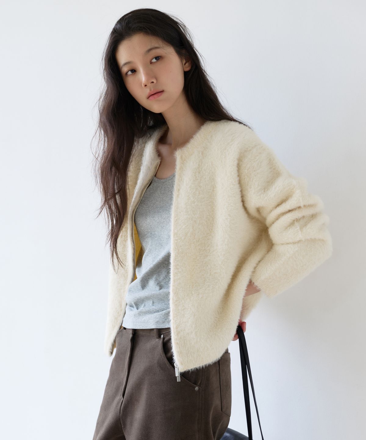 유라고(URAGO) Popo two way knit zip-up
