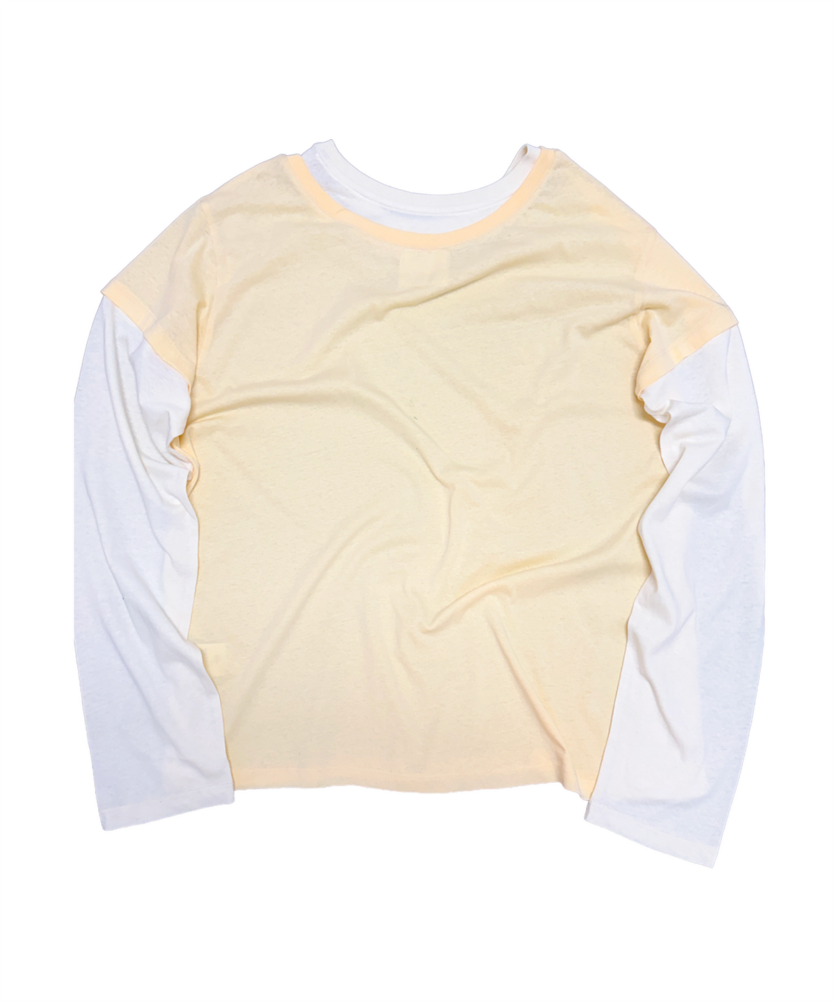 위트(WIT) multi color layered long sleeve t-shirt (yellow/white)
