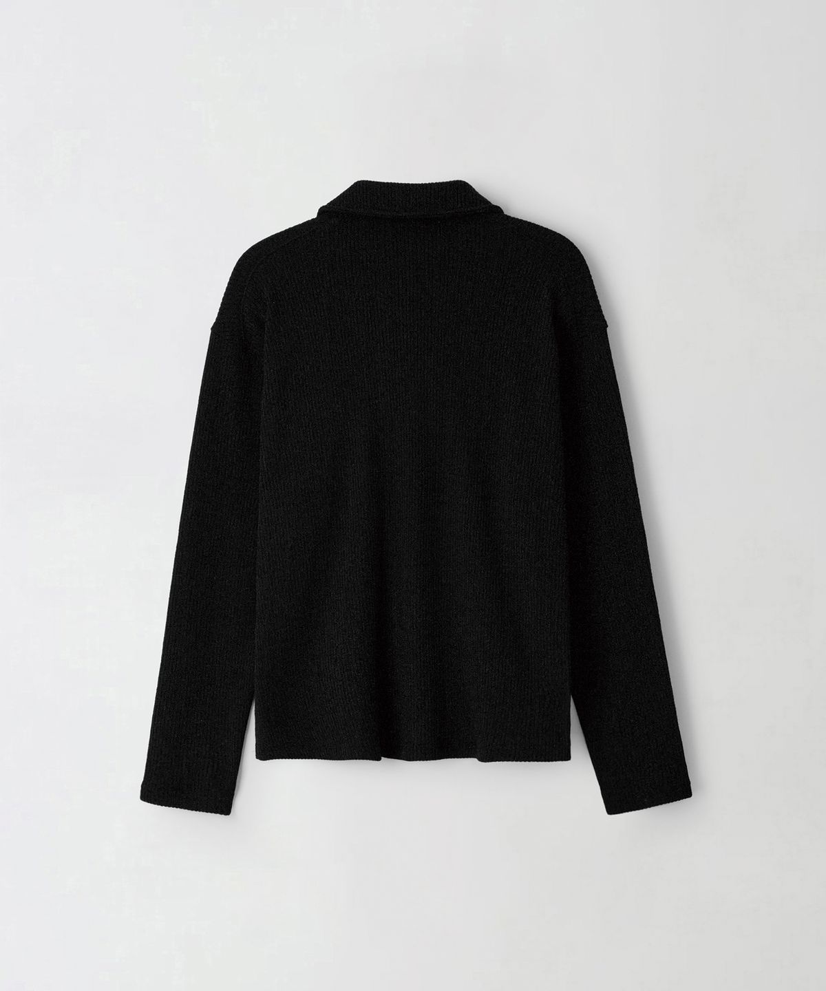 알포(R-4) R-0075 / OPEN PLACKET WOOL KNIT(BLACK)