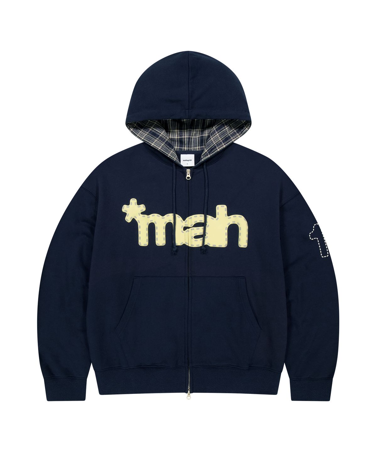 마하그리드(MAHAGRID) [10주년] mah LOGO CHECK ZIP-UP HOODIE[NAVY]