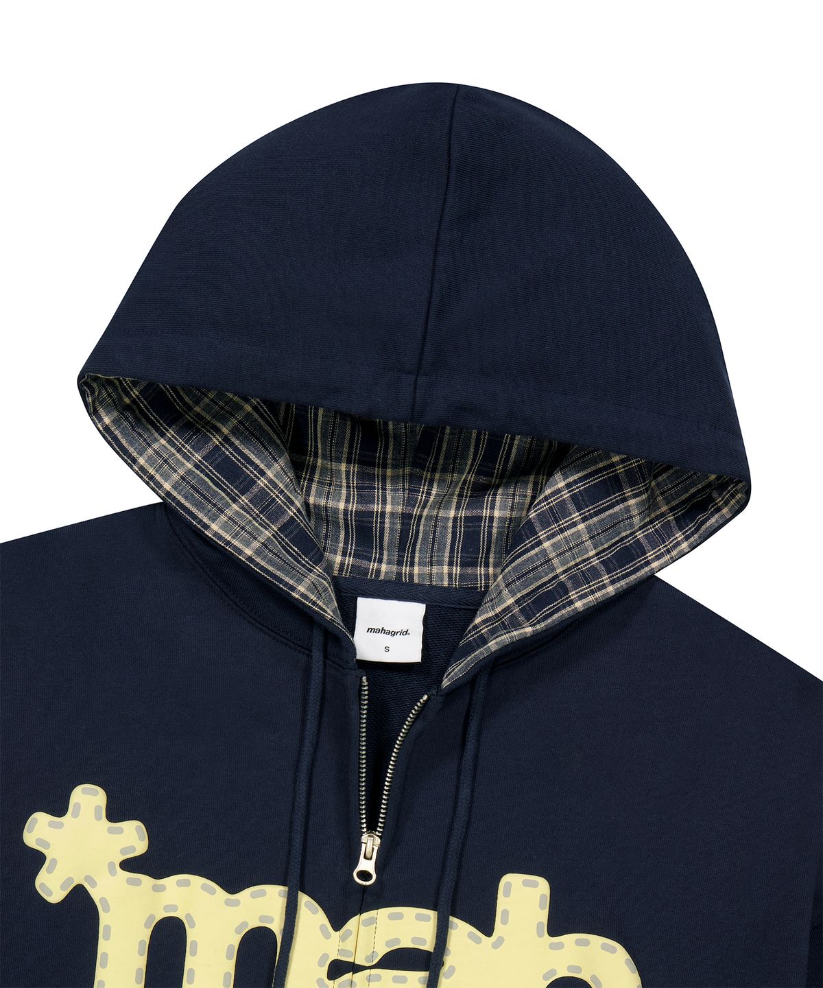 마하그리드(MAHAGRID) [10주년] mah LOGO CHECK ZIP-UP HOODIE[NAVY]