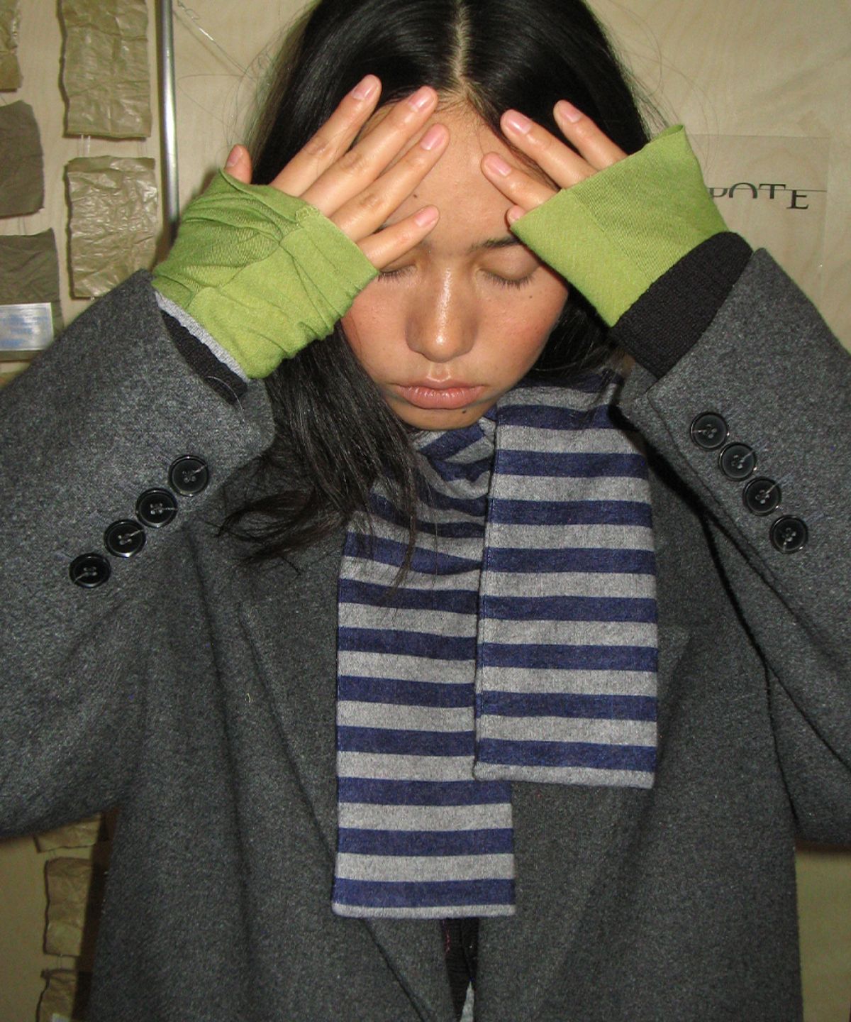 포테(POTE) 0020 Hooded Muffler_Grey Navy
