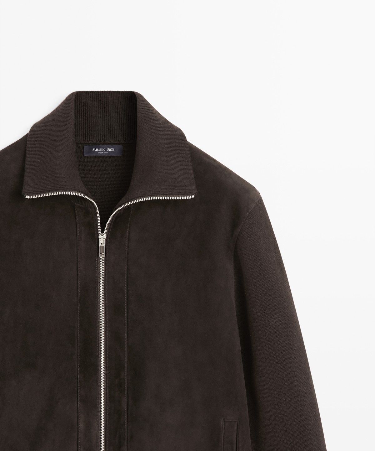 마시모두띠(MASSIMO DUTTI) 믹스 소재 가죽 스웨이드 자켓