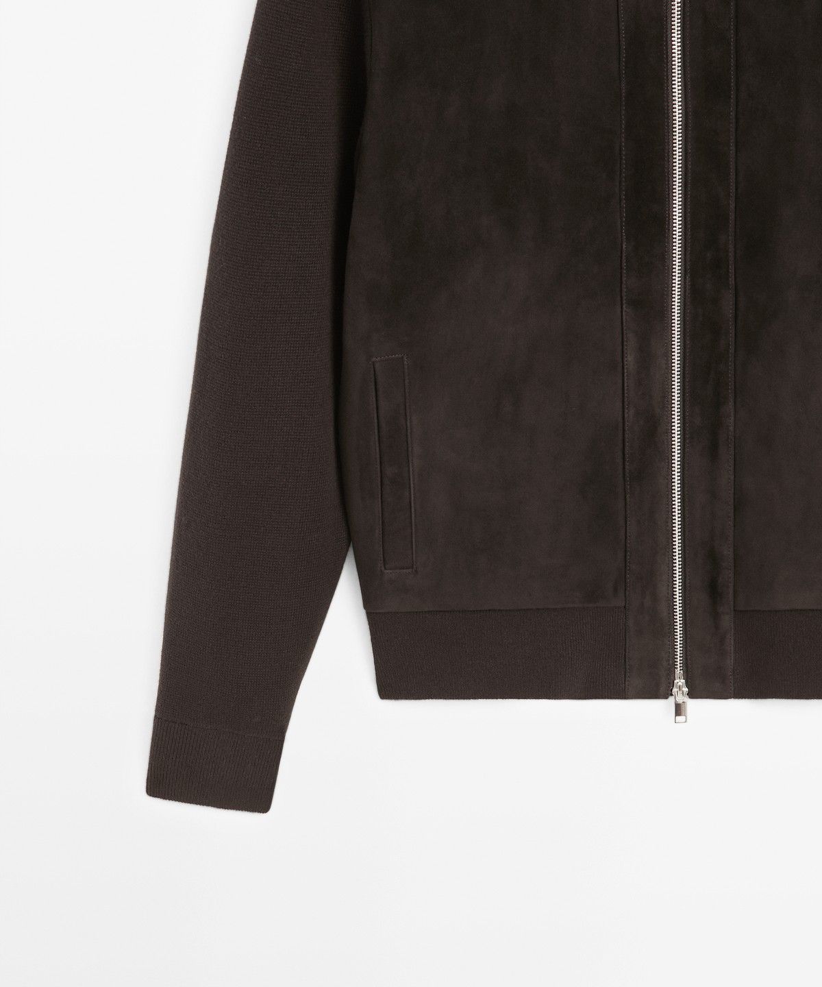 마시모두띠(MASSIMO DUTTI) 믹스 소재 가죽 스웨이드 자켓