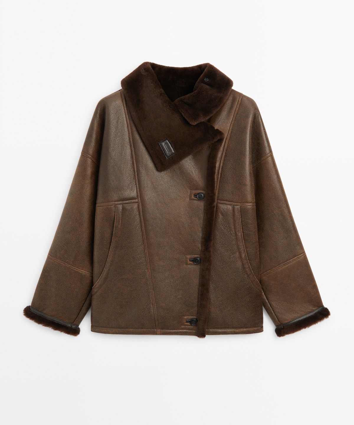 마시모두띠(MASSIMO DUTTI) 양면 가죽 퍼 코트