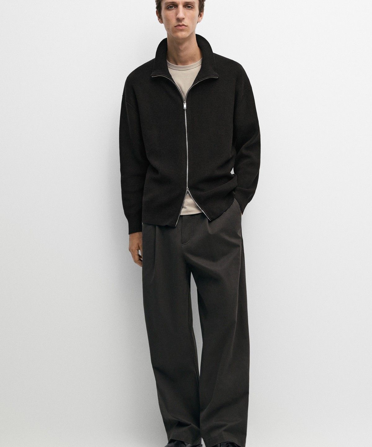마시모두띠(MASSIMO DUTTI) 100% 코튼 골지 니트 가디건