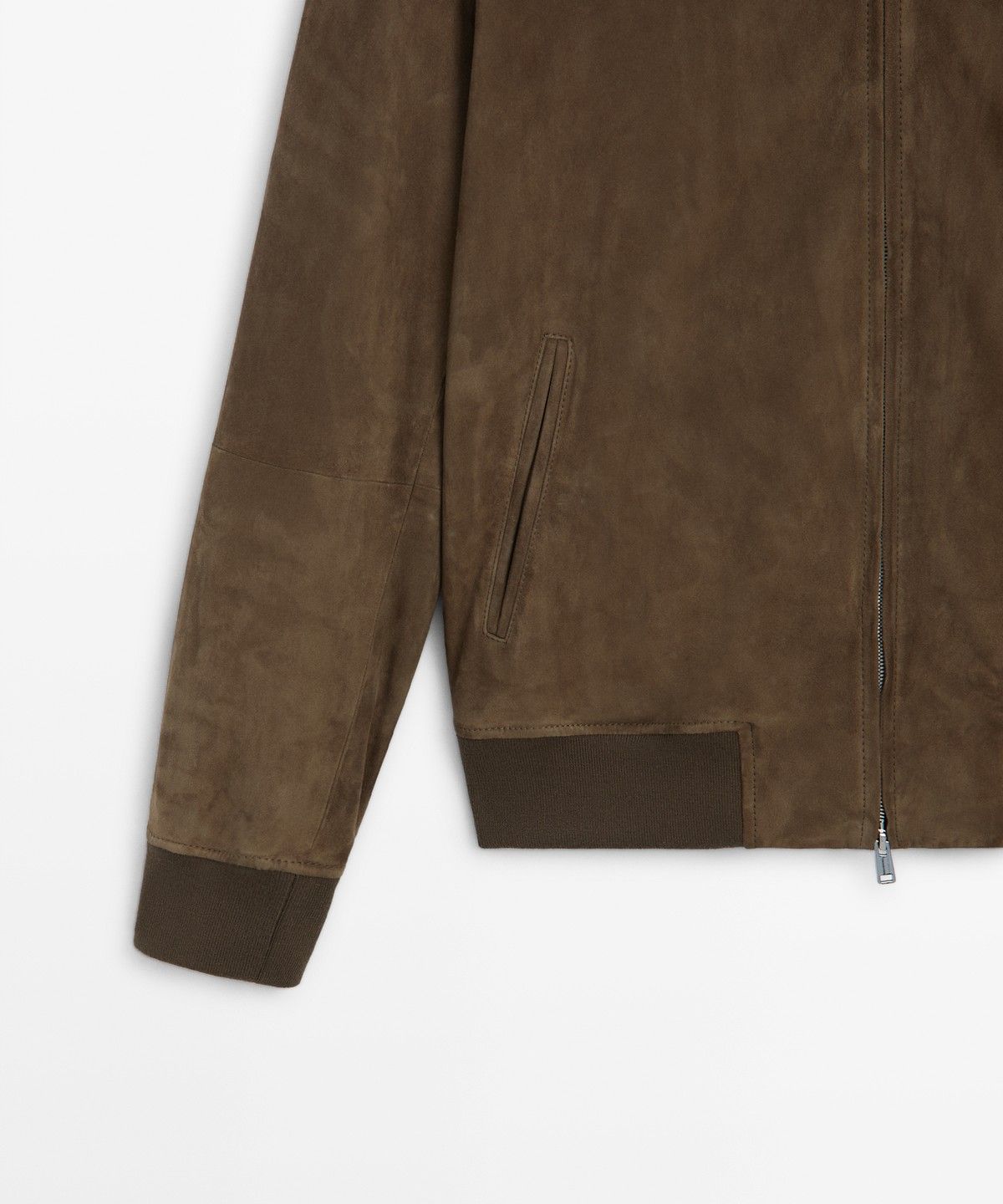 마시모두띠(MASSIMO DUTTI) 가죽 스웨이드 믹스 봄버 재킷
