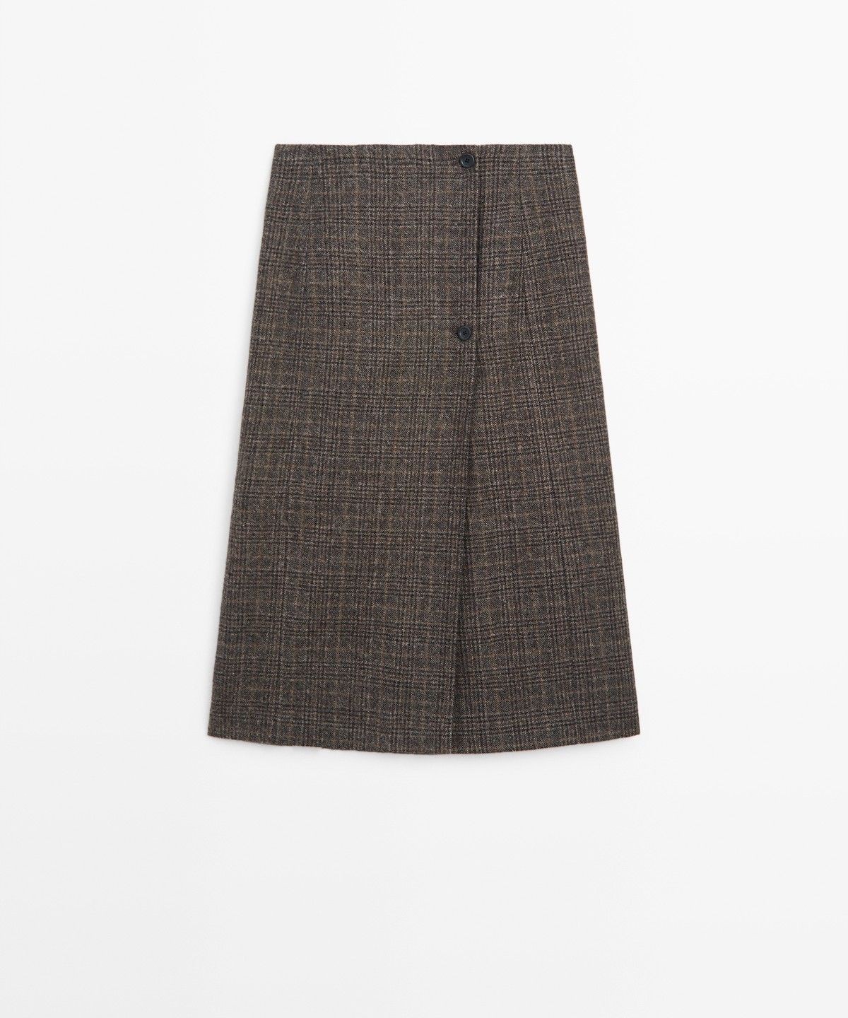 마시모두띠(MASSIMO DUTTI) 스웨이드 버튼 디테일 랩 미디 스커트