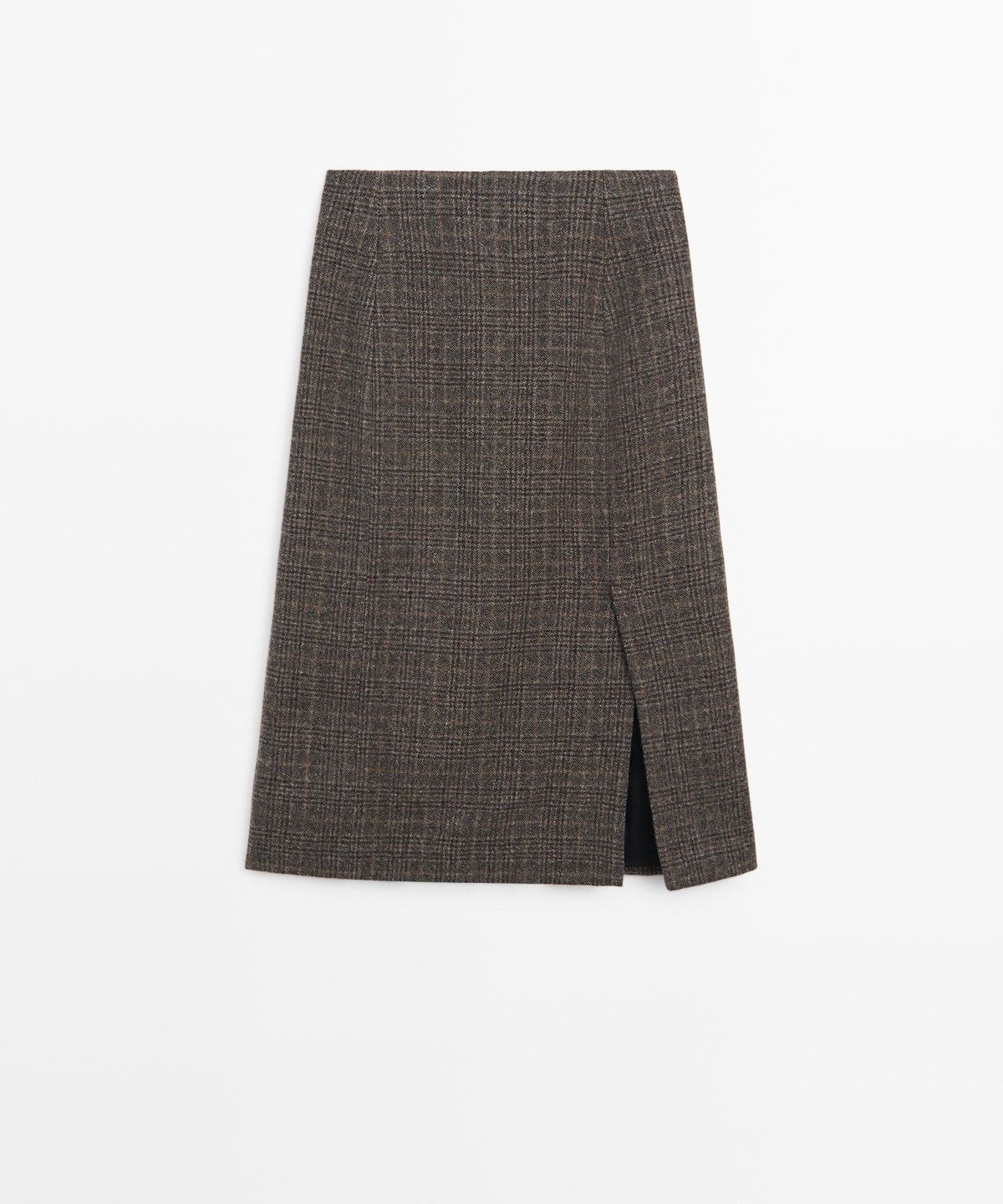 마시모두띠(MASSIMO DUTTI) 스웨이드 버튼 디테일 랩 미디 스커트