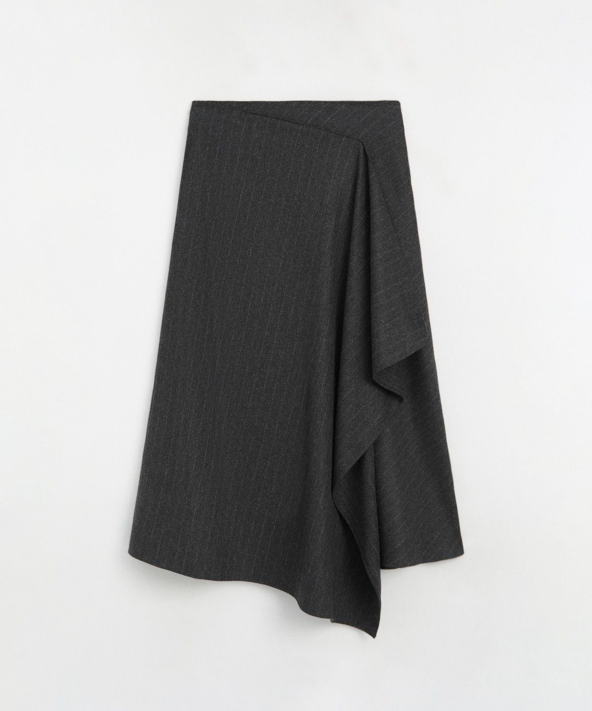 마시모두띠(MASSIMO DUTTI) EVA 스웨이드 핀스트라이프 랩 미디 스커트