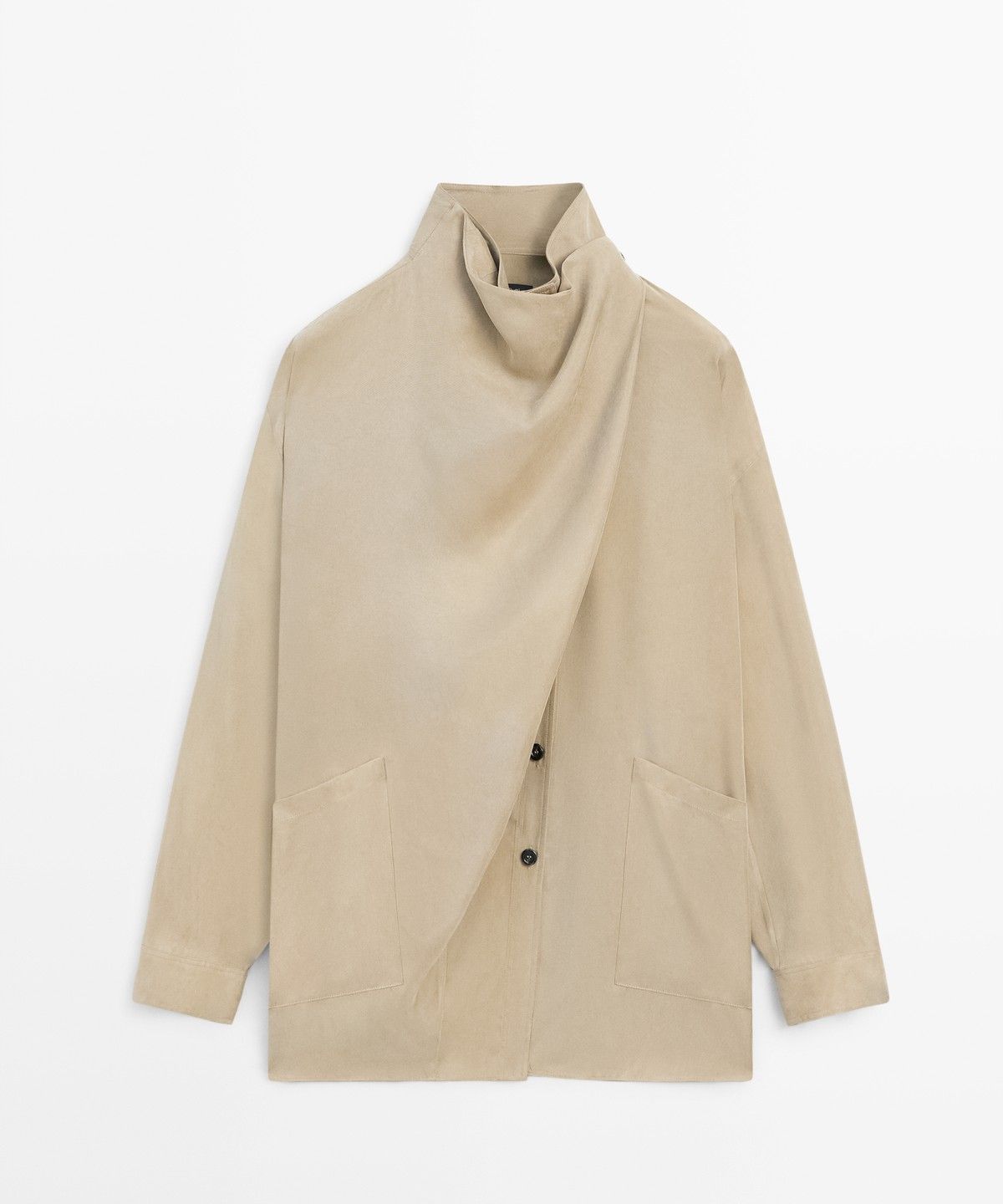 마시모두띠(MASSIMO DUTTI) 랩 스타일 하이넥 디테일 셔츠