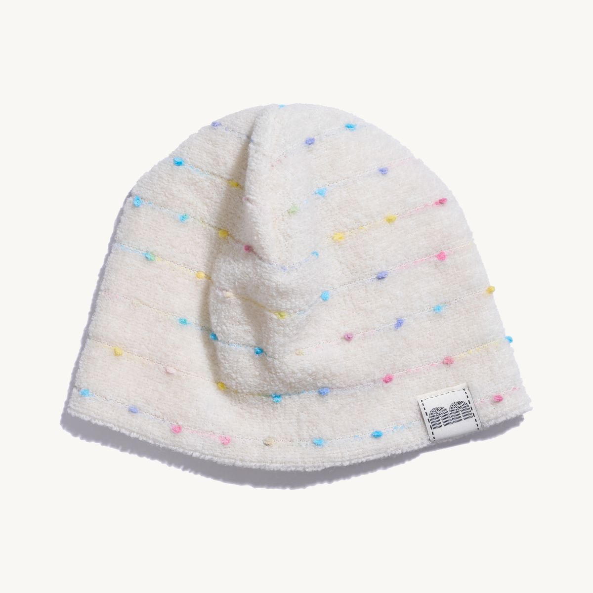 낫뉴(NOT NEW) nn Label Dot Stripe Beanie Cream
