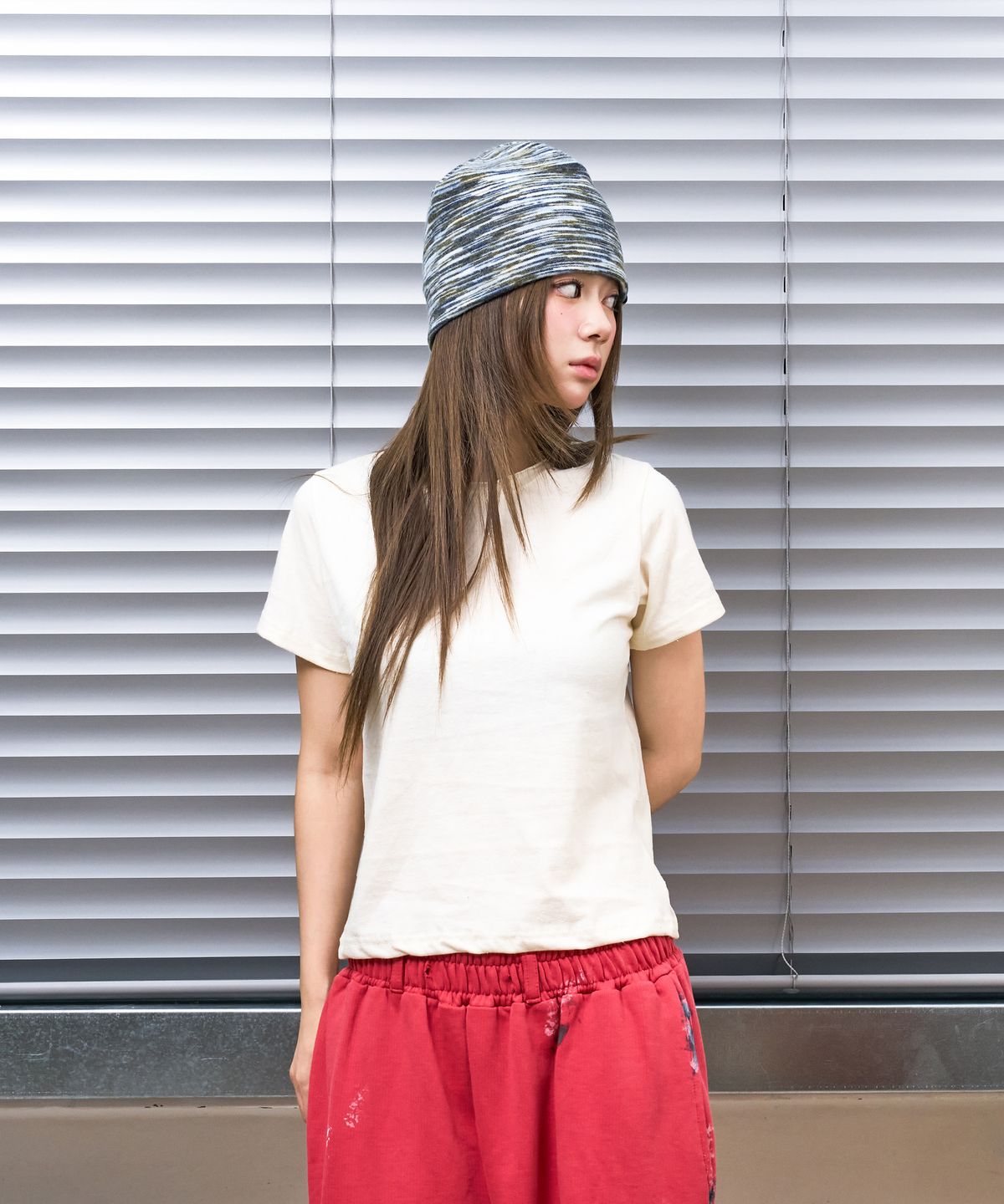 낫뉴(NOT NEW) nn Label Melange Fleece Beanie Navy