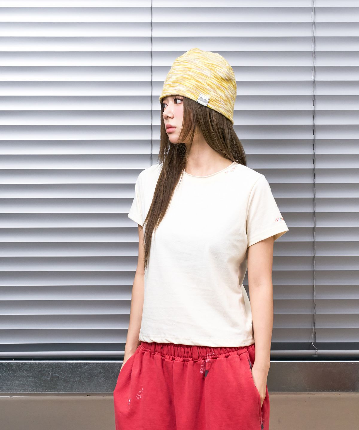 낫뉴(NOT NEW) nn Label Melange Fleece Beanie Yellow