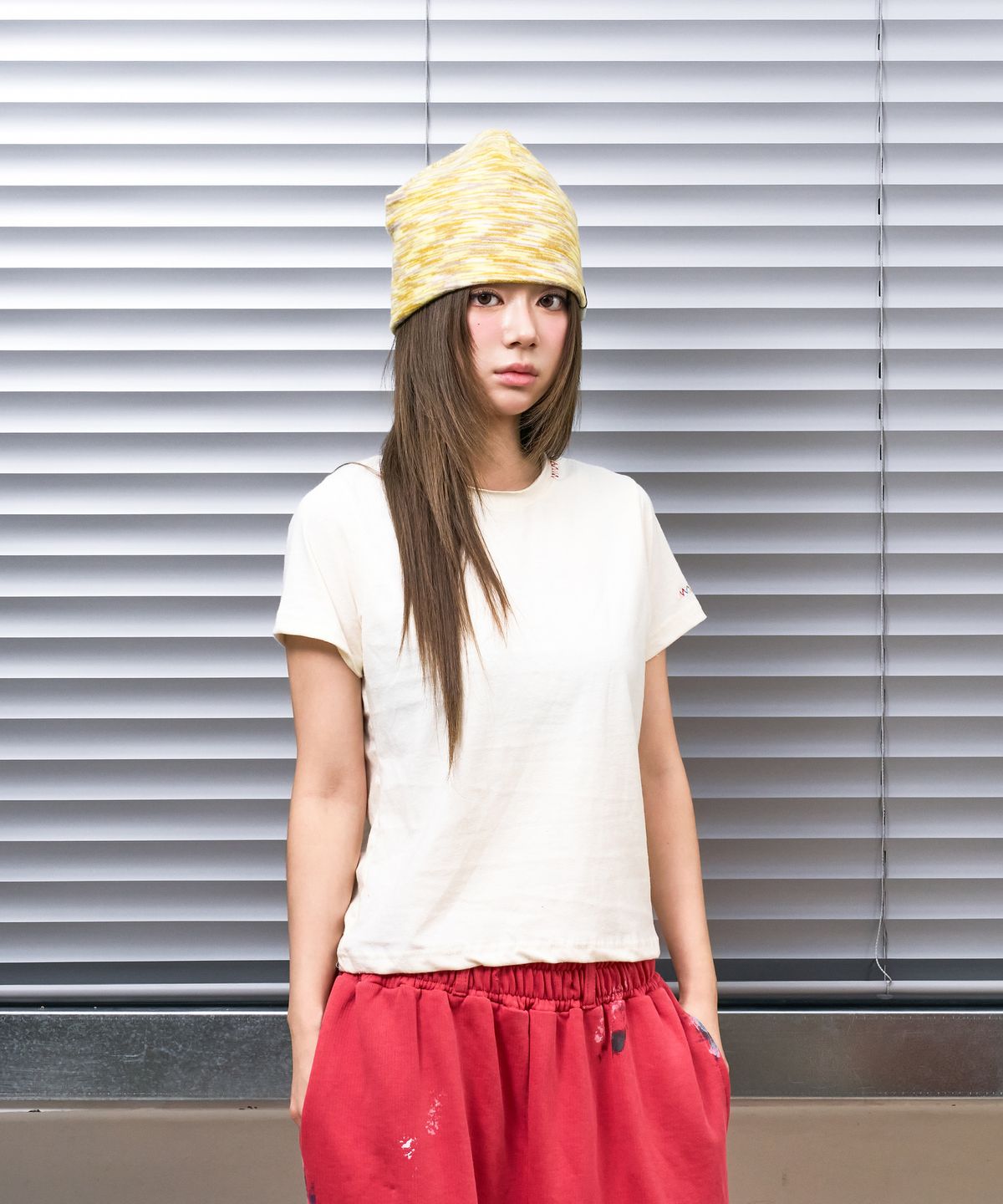 낫뉴(NOT NEW) nn Label Melange Fleece Beanie Yellow