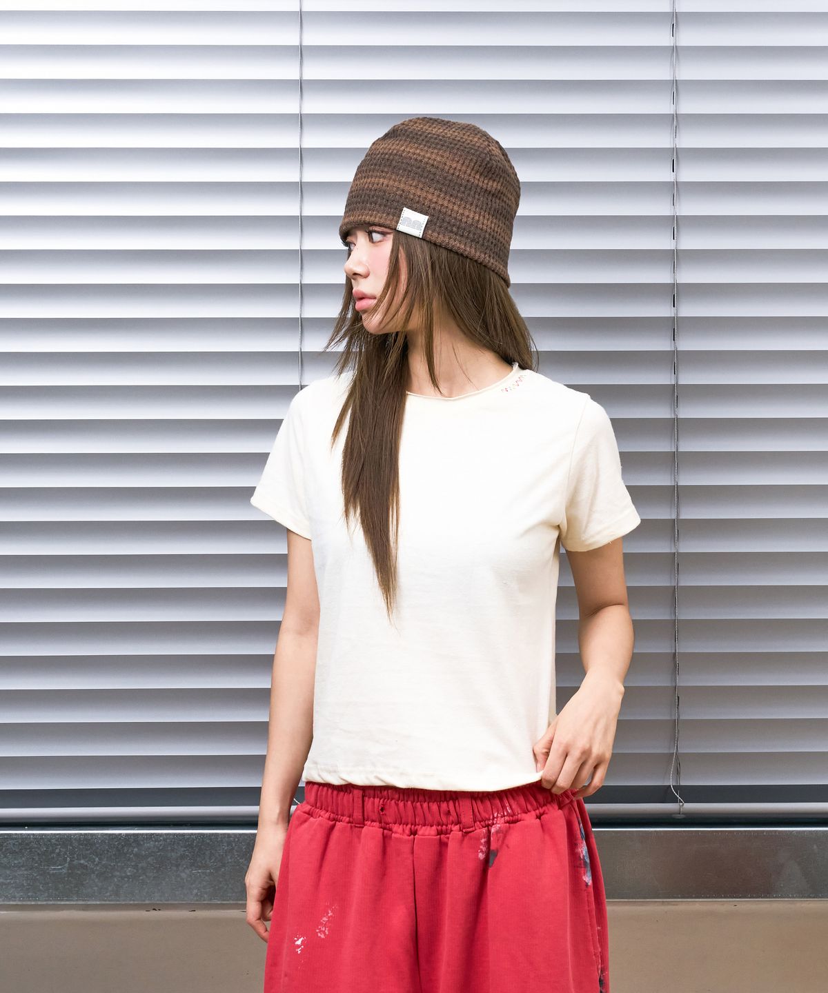 낫뉴(NOT NEW) nn Label Ombre Beanie Brown
