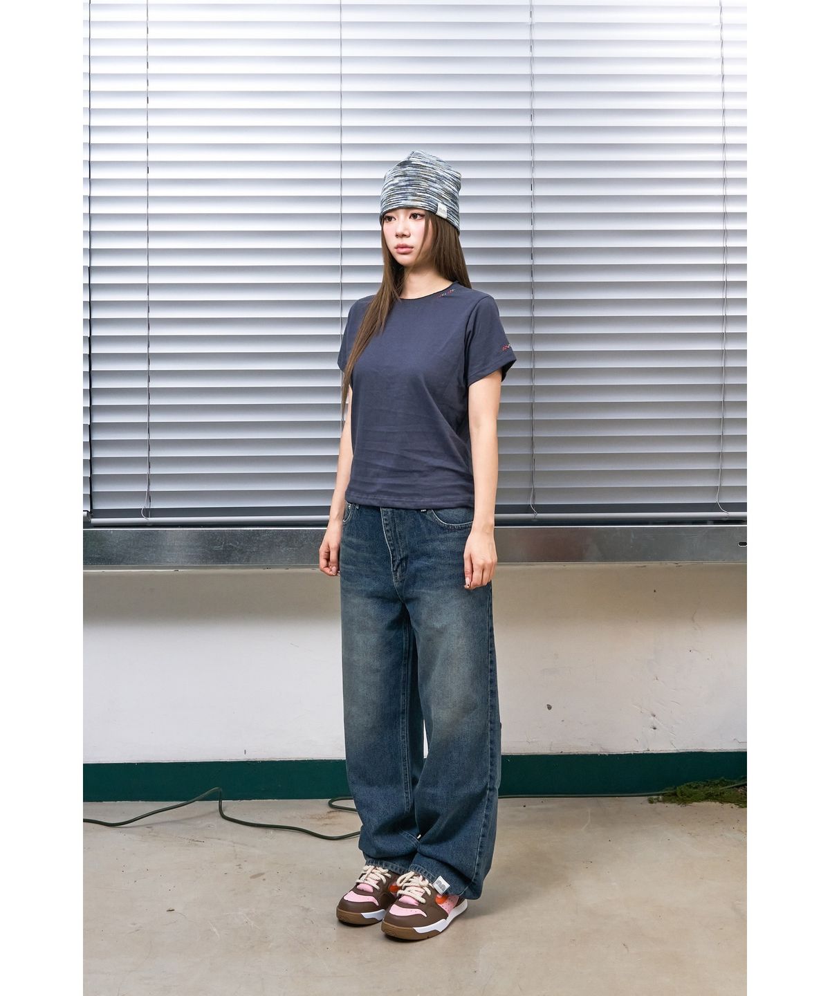 낫뉴(NOT NEW) Rainbow Stitch T-Shirt Navy