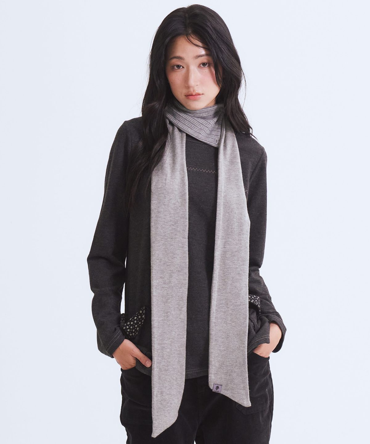 오피쉬(OAFISH) Stripe Collar Scarf, Gray